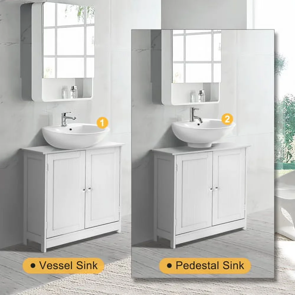 Efficient Bathroom Renovation with Vanity Under Sink Pedestal, White, Basin Cabinet - Model 1382E8