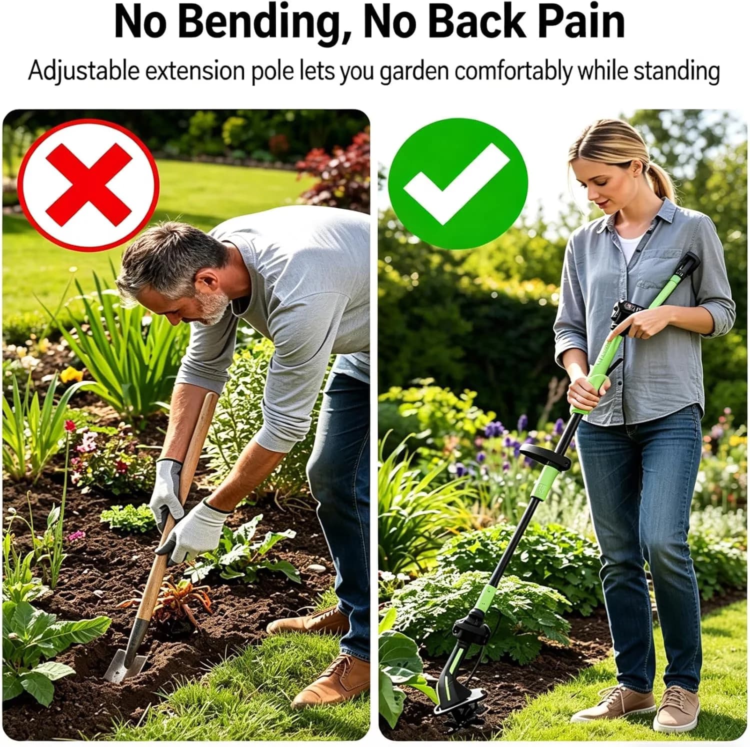 Innovative Trillers Cultivator with Battery Powered Handheld Garden Tool, Extension Pole, 2-in-1 Cordless Tiller & - Model 5B7880