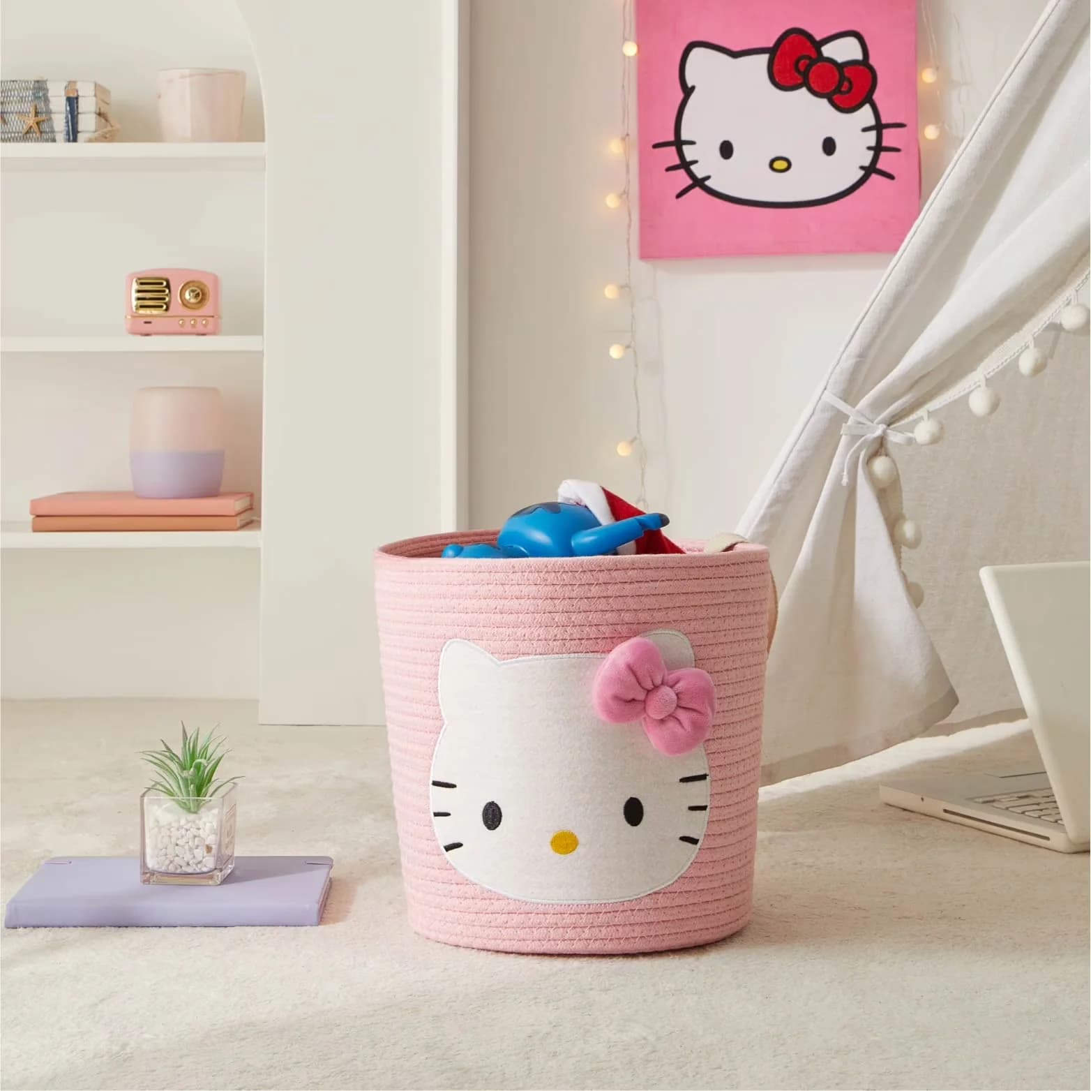 Durable Garage Storage Supply with Kids Rope Bin - Polyester Pink - Essential Collection Model 3BA97D