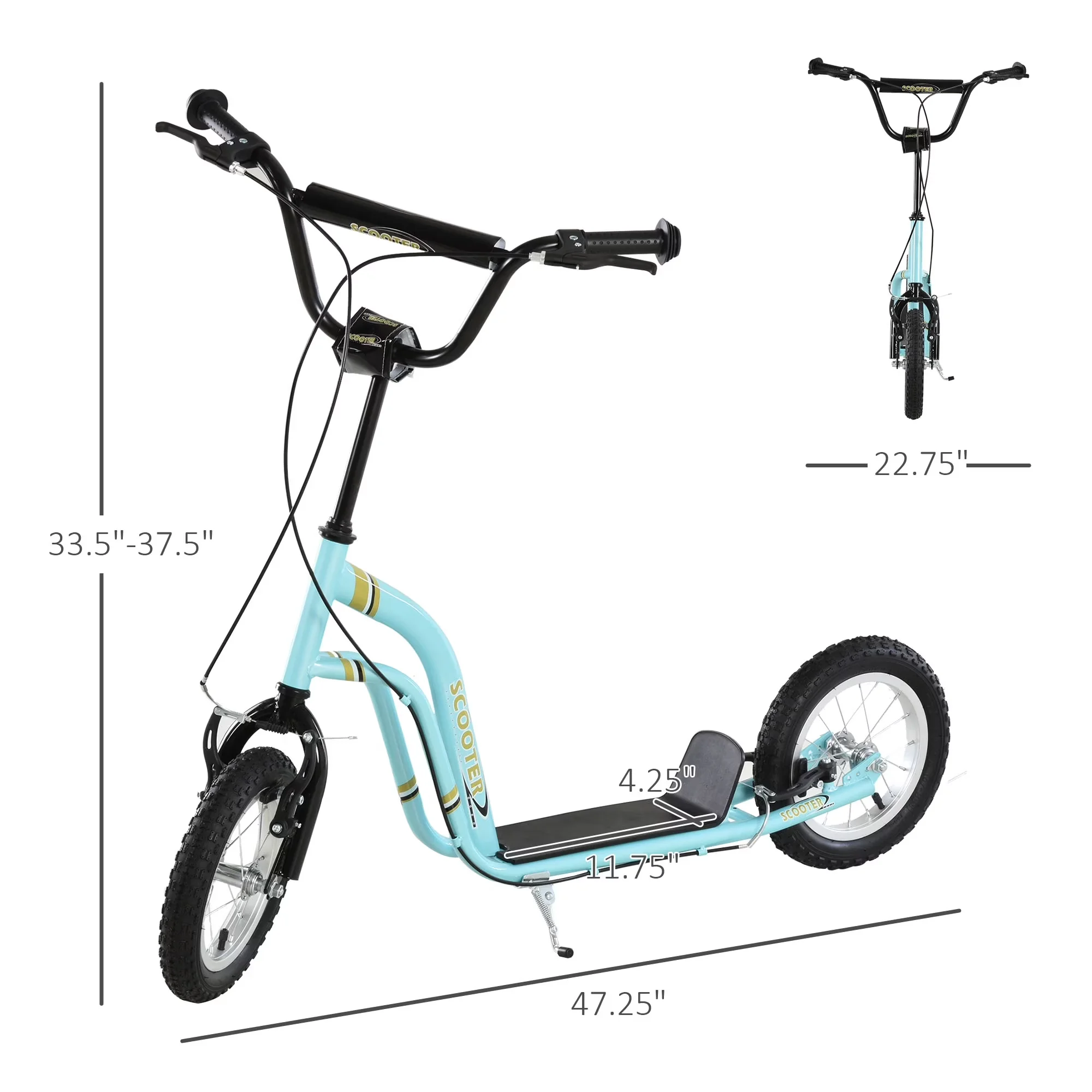 Stylish Scooter with Compact, Youth Kids Kick - High-Carbon Steel Blue Model E4A5DE