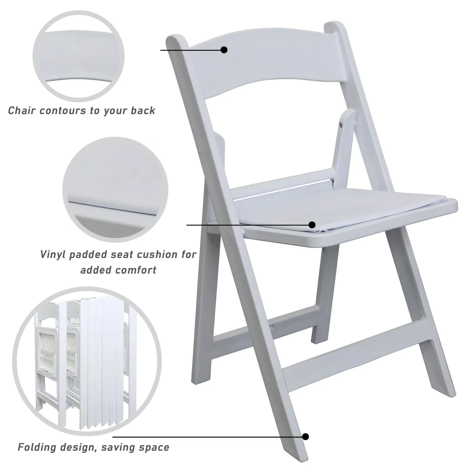 Classic Patio Chair with Waterproof, LIGHT & PORTABLE - White for Party Model 4432C7