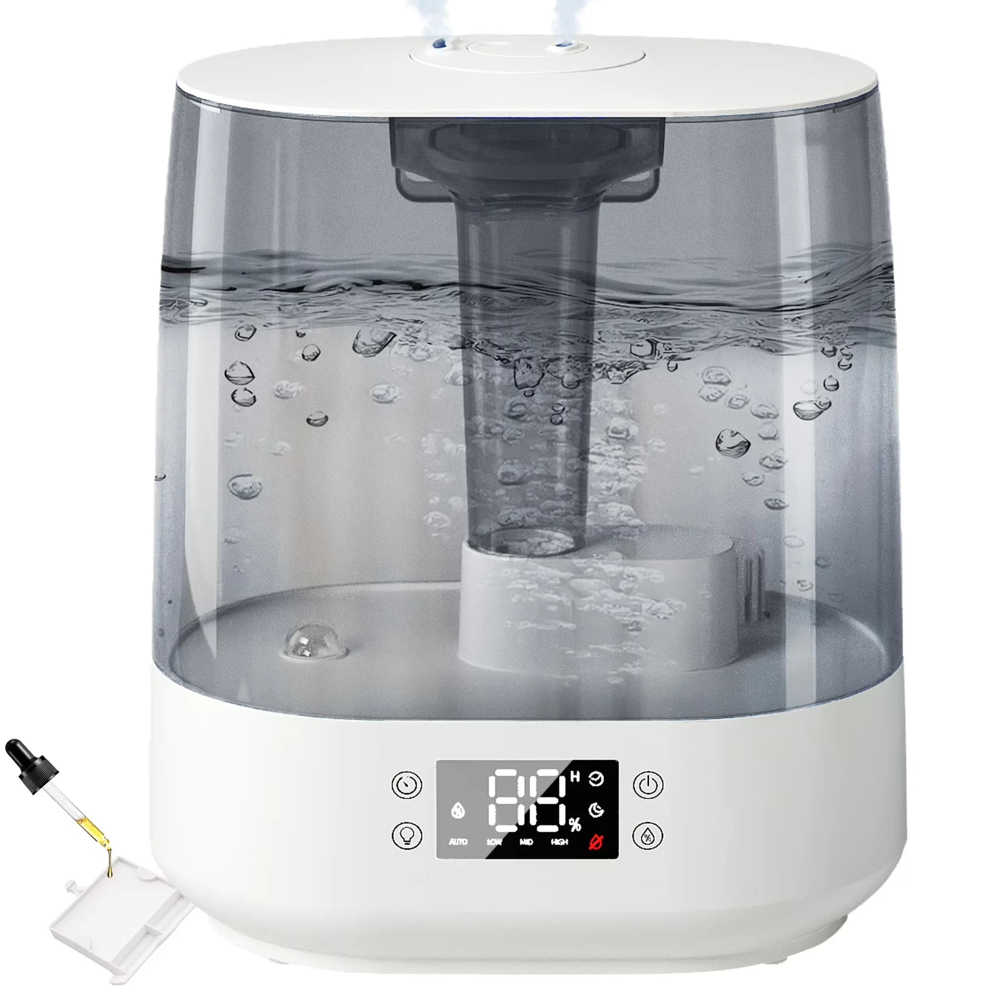 Humidifier Compact with Water Level Indicator, Adjustable Humidistat, Automatic Shut-Off - Gray Model 7708C6