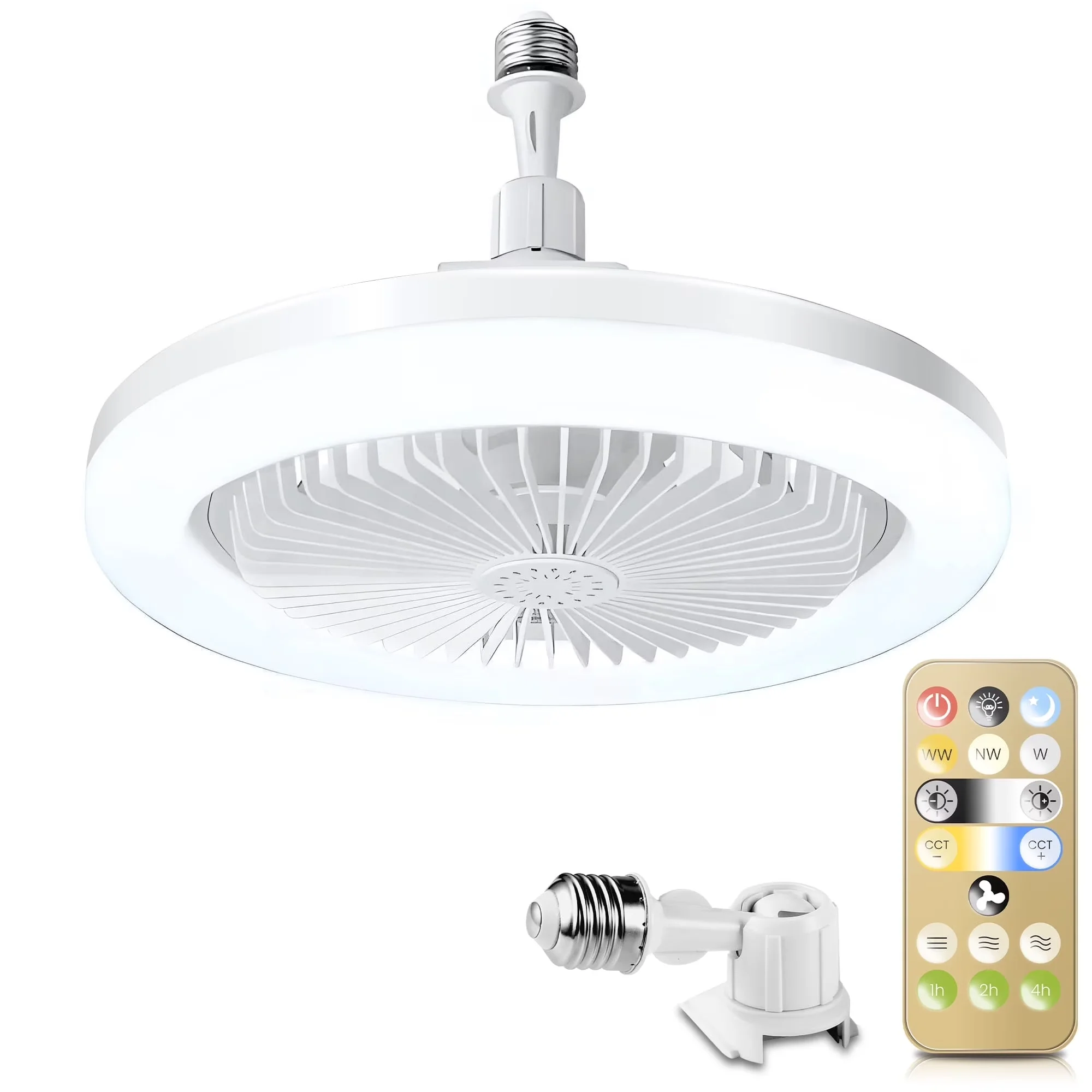 Innovative Ceiling Fan with LED, Remote Controlled - White for Garage, Bathroom Model 0E9D9D