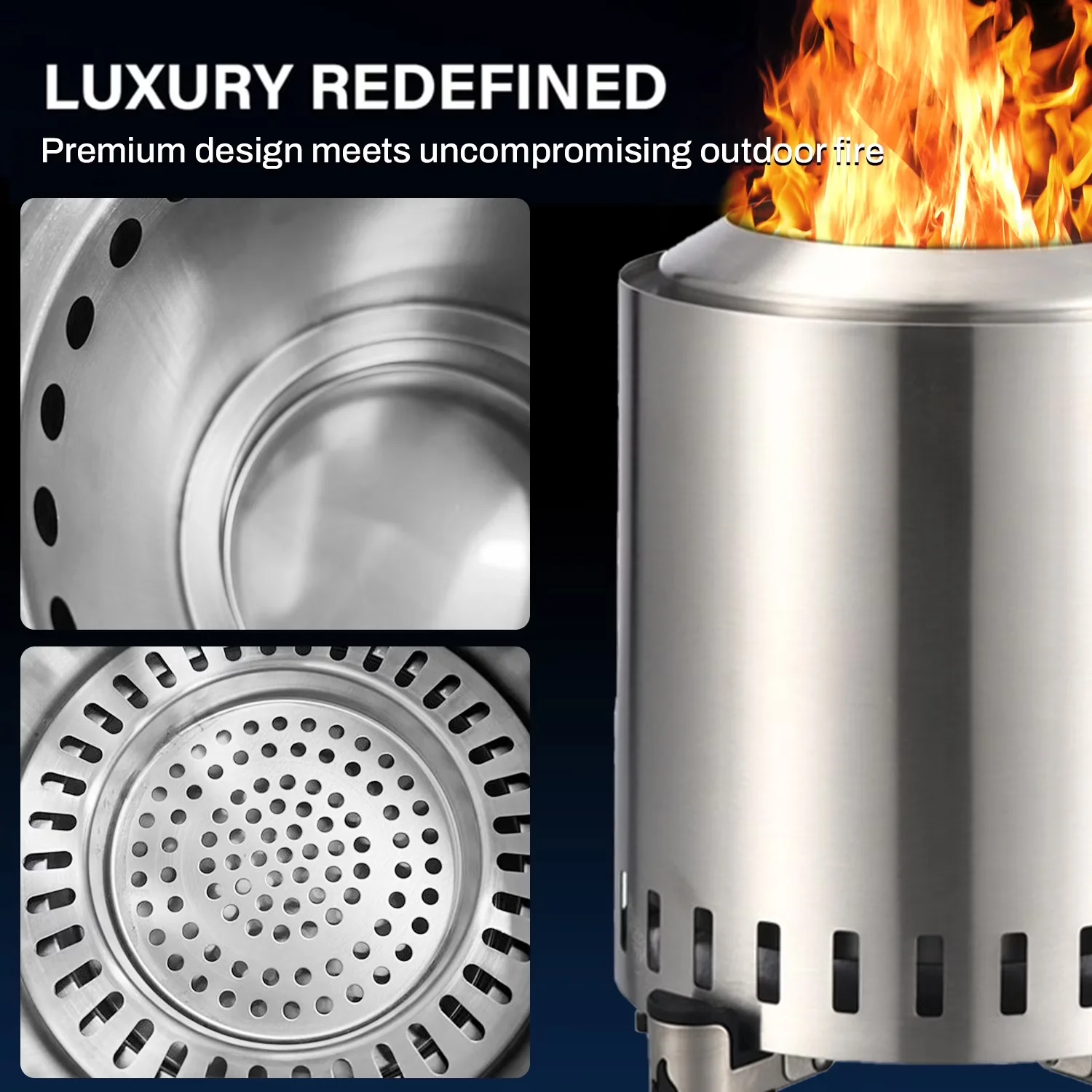 Stylish Outdoor Heating with Portable, Key Features: - Silver Stainless Steel Model 94CC27