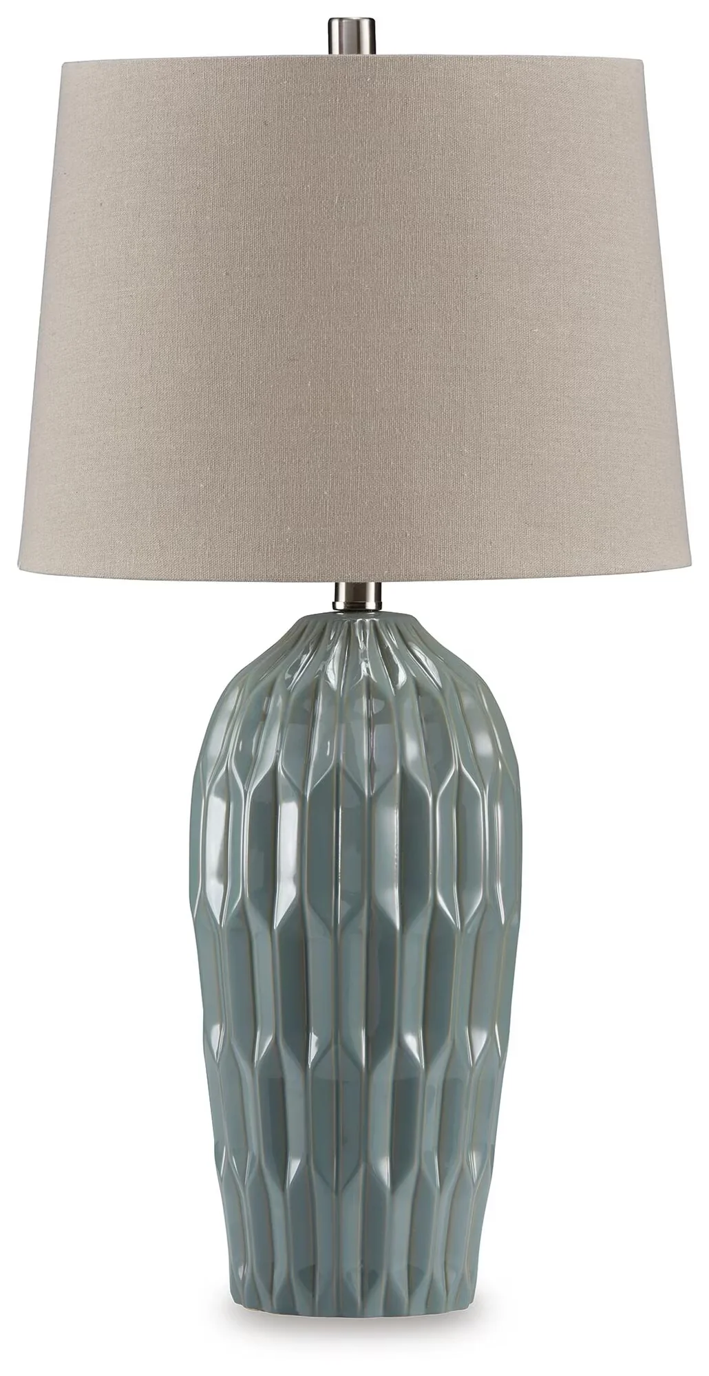 Premium Lamp Set with Incandescent, Modern, Hadbury Modern Ceramic Table Lamps - Blue Ceramic Model 03239B