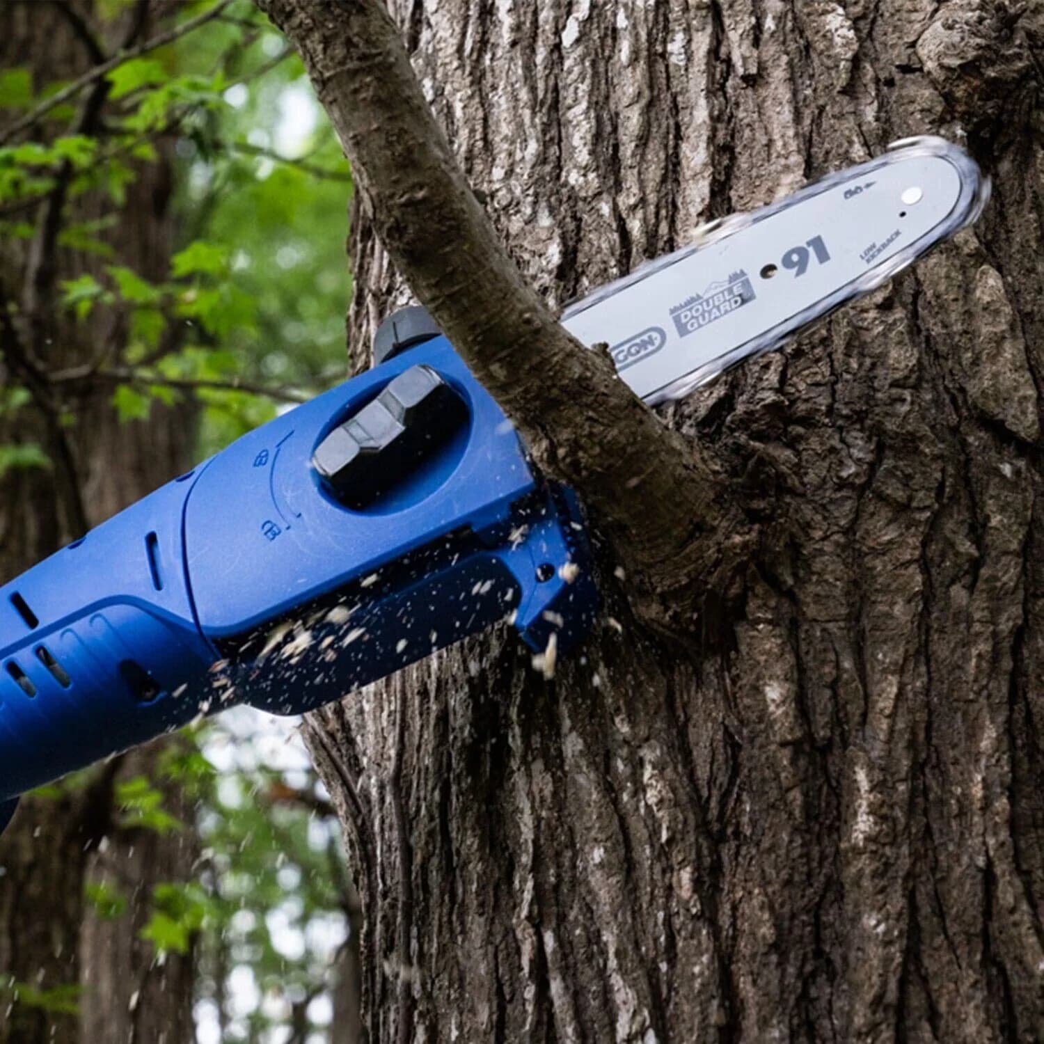 Modern Pole Saw with Battery, 20V, Chain Catcher - Blue - Compact and Portable Model 7F5C5C