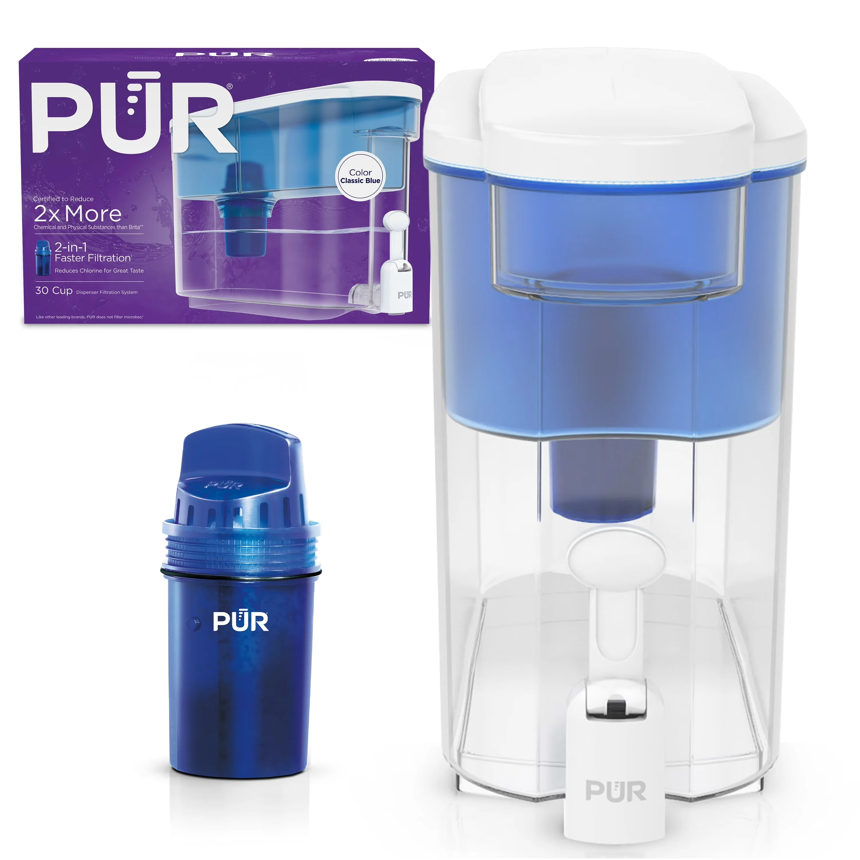Efficient Water Filtration with Alarm, 30 Cup Dispenser System Filter Dispenser - Plastic 30 Cup Model 33DBFC