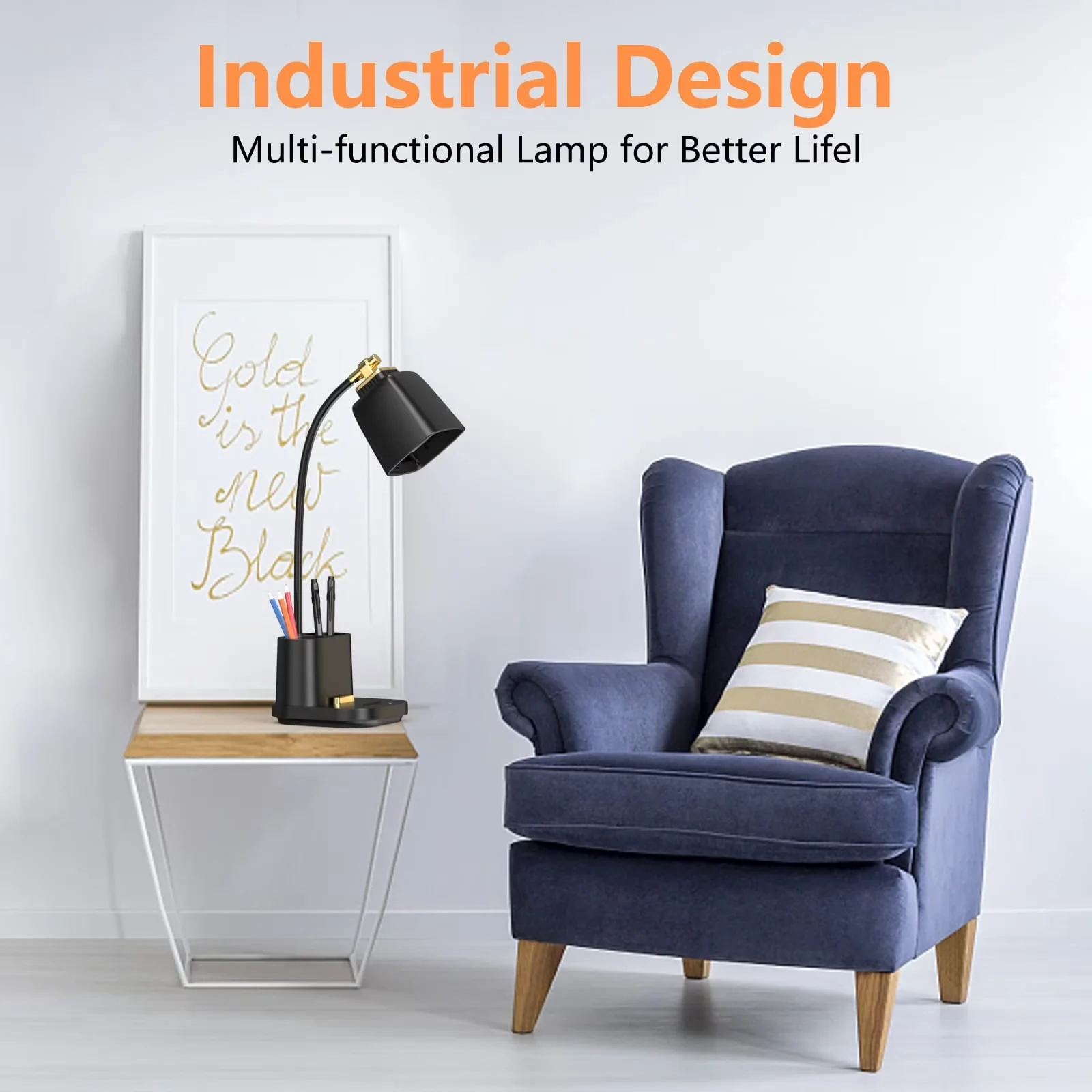 Reliable Desk Lamp with LED, Battery, Dimmable - Abs Black Charging for Daily Use Model 9B77F4