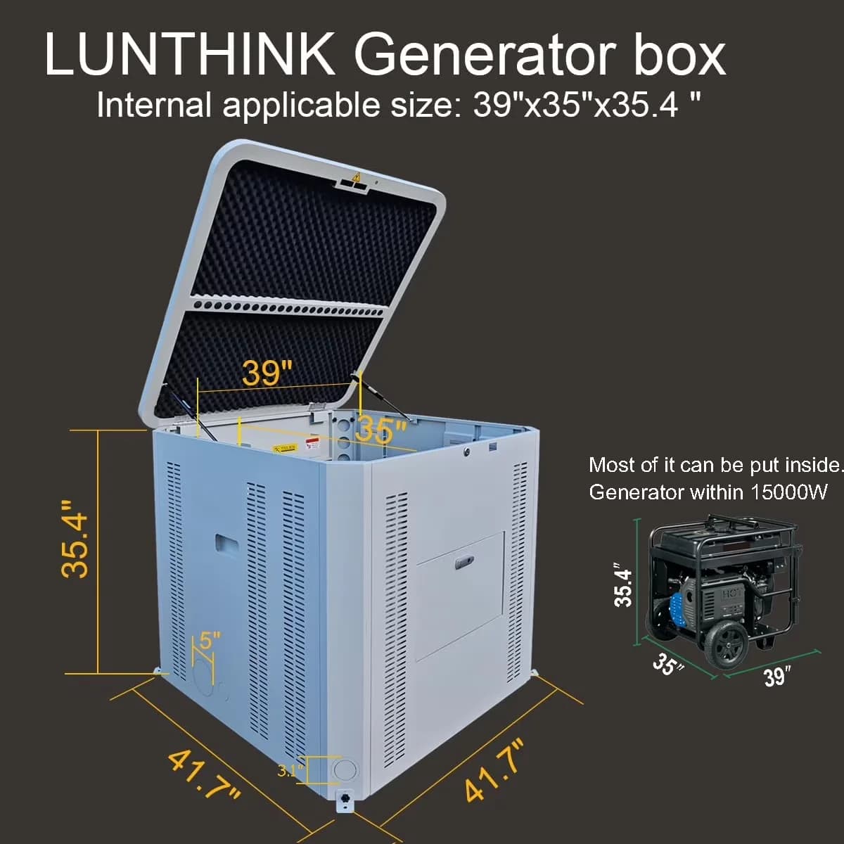 Versatile Generator with Grounded, Fits Up to 39.4” x 35” x 35.4”, Soundproof Box - Model 517D09