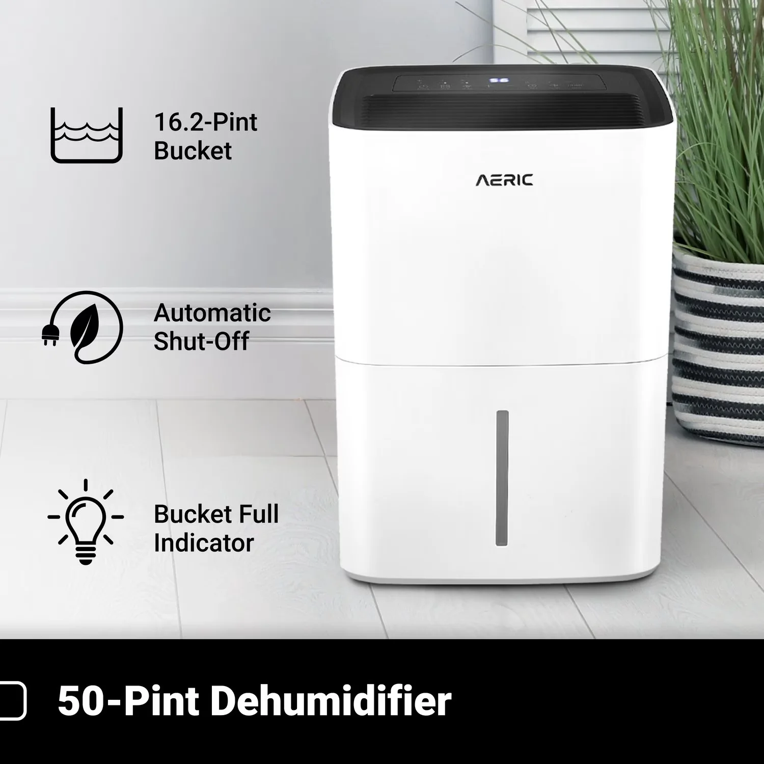 Reliable Dehumidifier with Automatic Shut-Off, Bucket Full Indicator - White Model 60F706