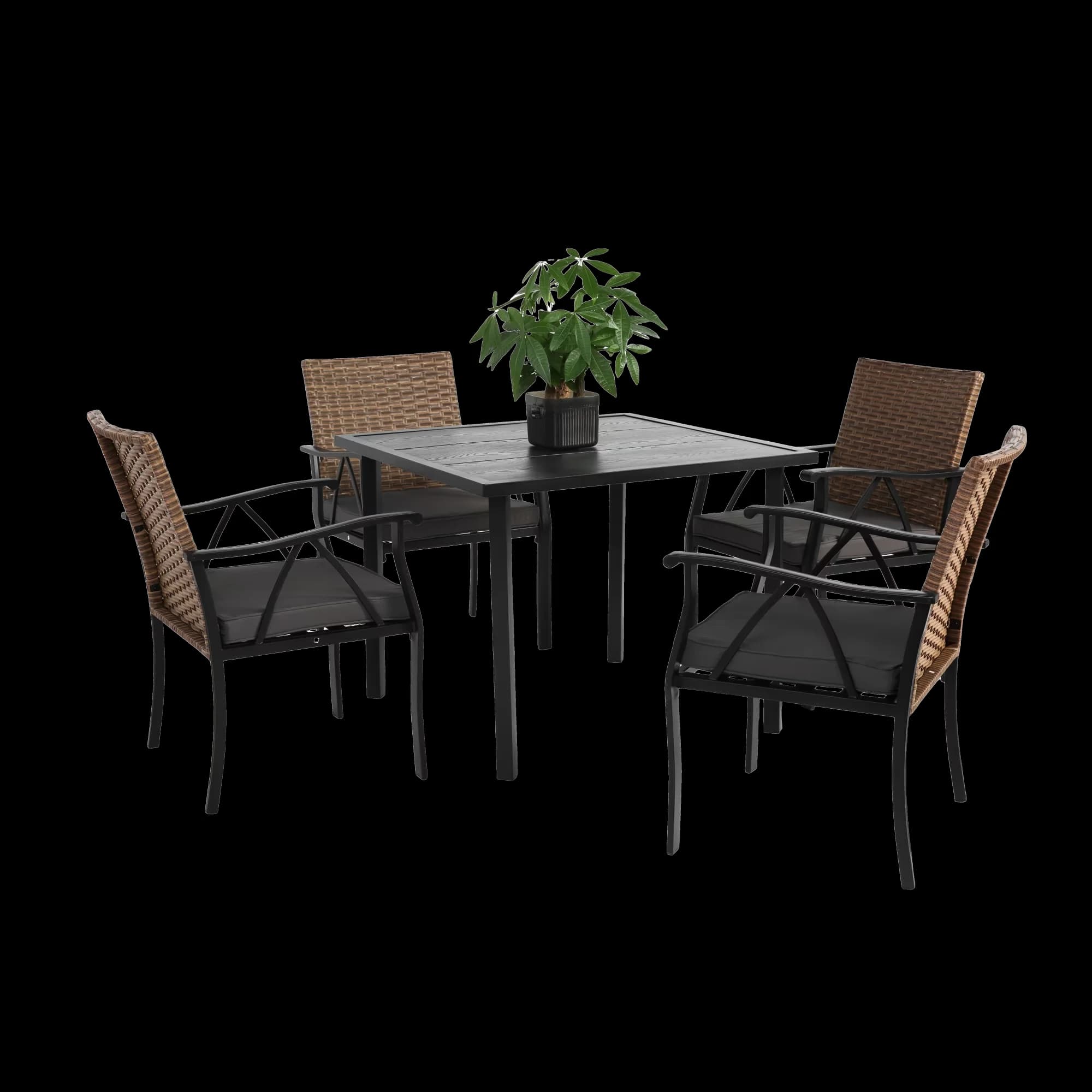 Compact Patio Dining Set with Weatherproof, Portable - Steel Brown for Patio, Garden Model 45E6E5