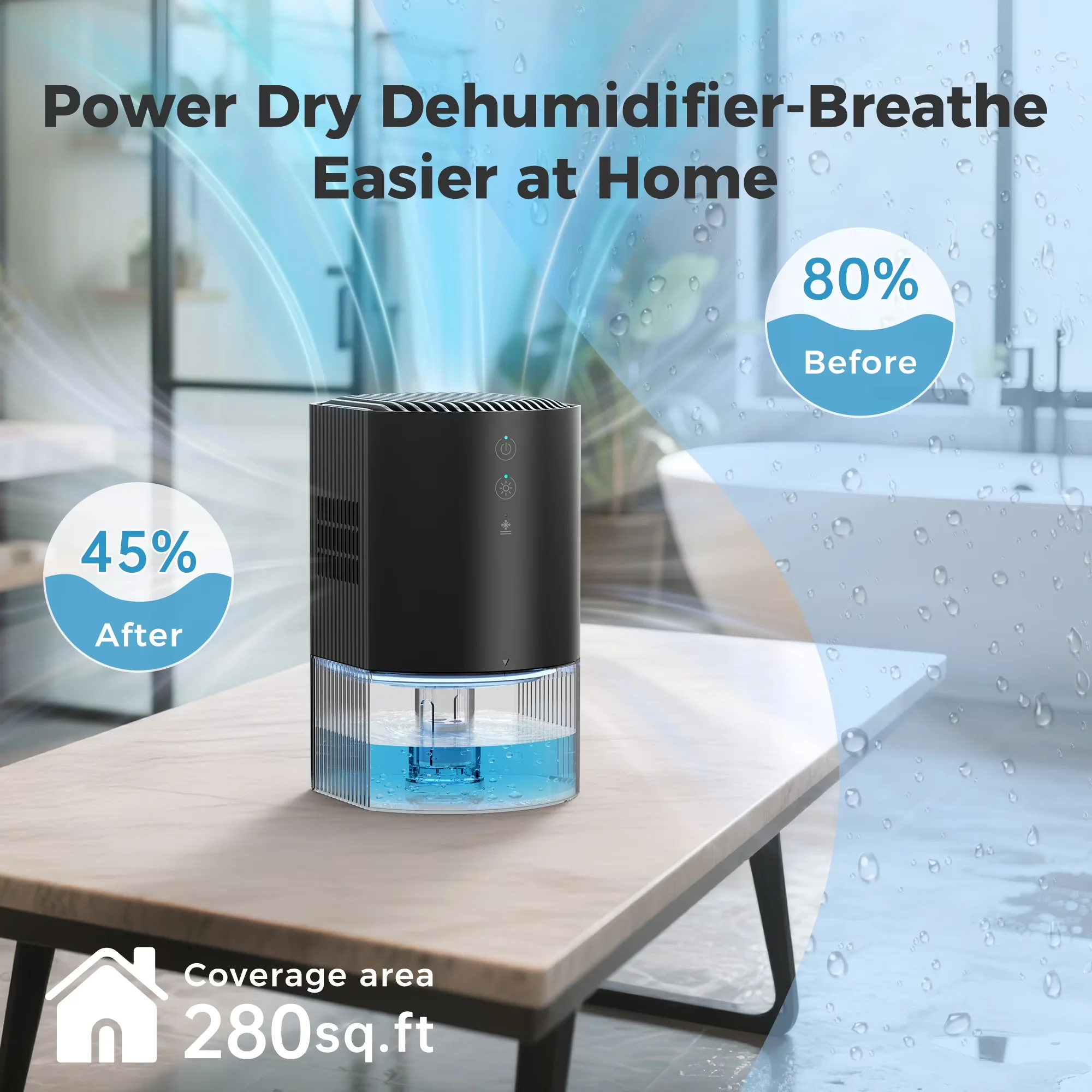 Premium Dehumidifier with LED, Small Dehumidifiers - Residential Grade Model 0F203A
