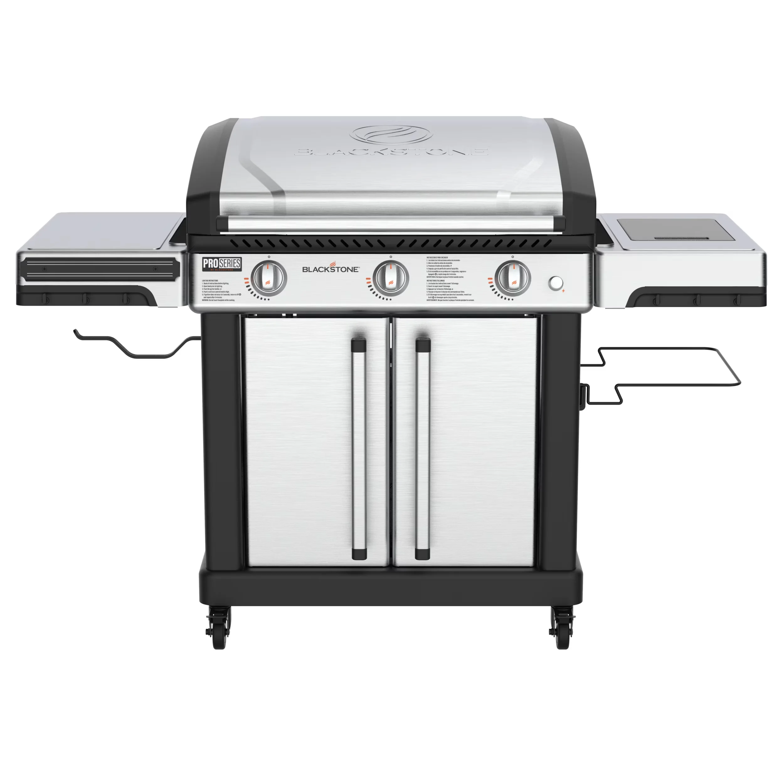 Flat Top Grill Sleek with Tool Holder, Enclosed Cabinet - Steel Silver Model 2AAA34