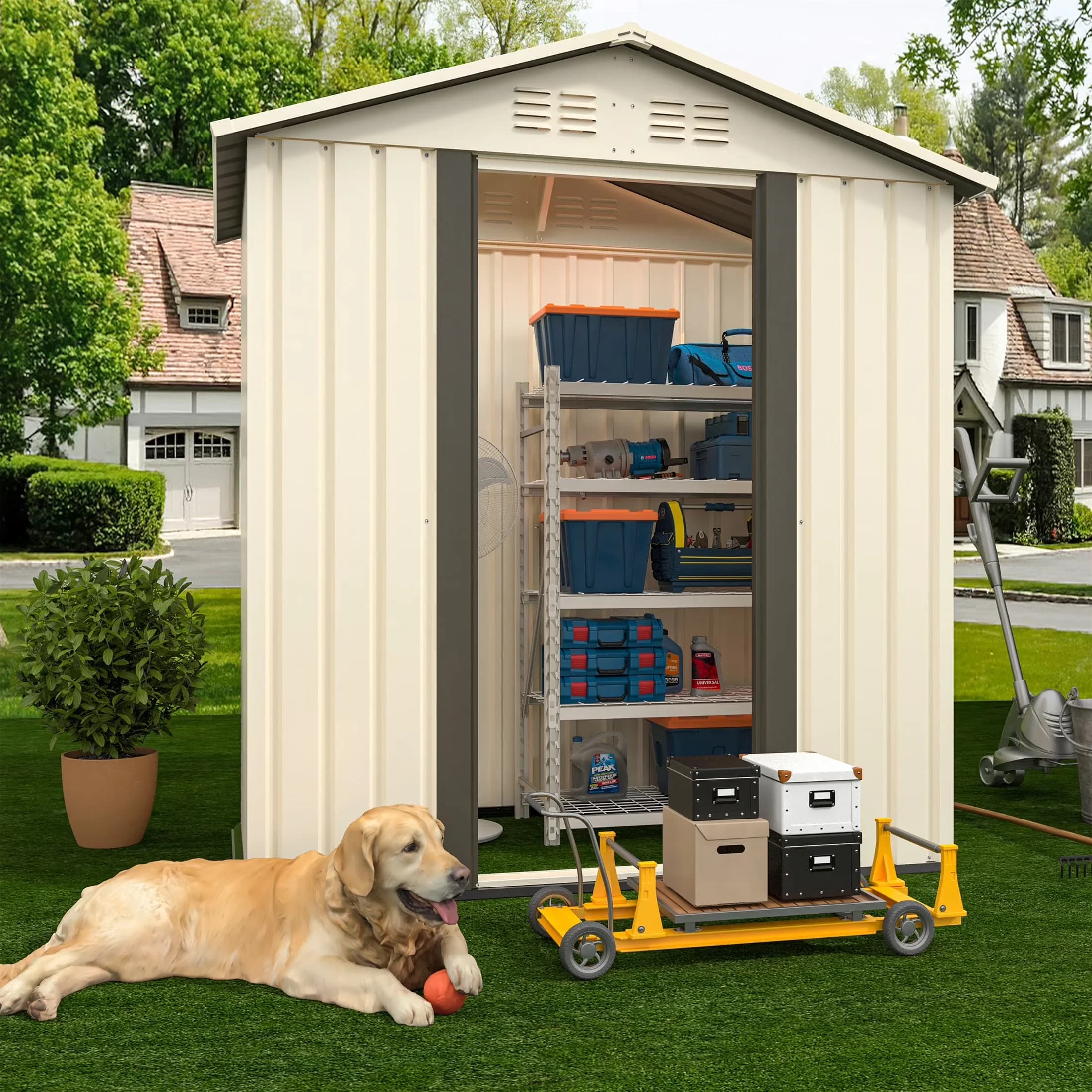 Professional Shed with Uv Resistant, Waterproof - White Aluminum 1x62 - Professional Series Model 9E445E