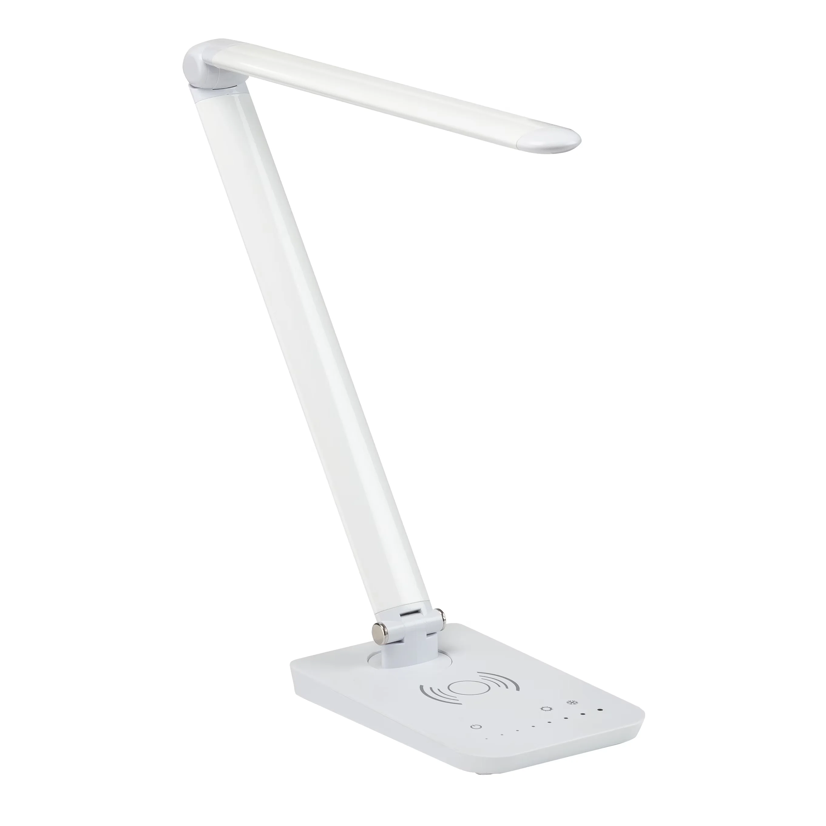 Stylish Desk Lamp with LED, Wireless Charging - White Abs Plastic, Aluminum Model E44581