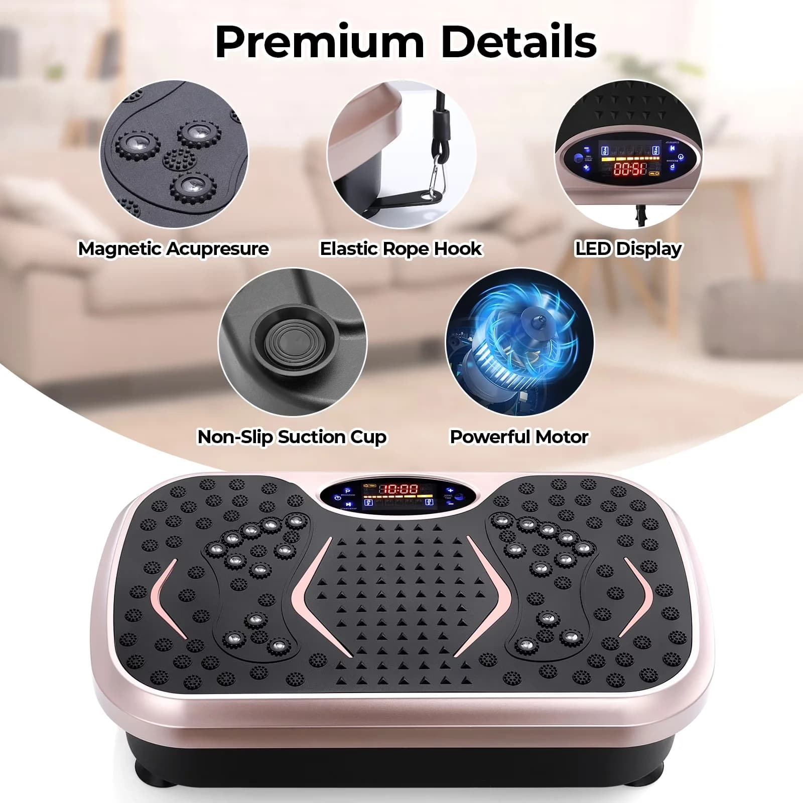Home Gym Durable with Lcd Display, Gold, Remote Control - Abs Gold Vibration Model 5F837C