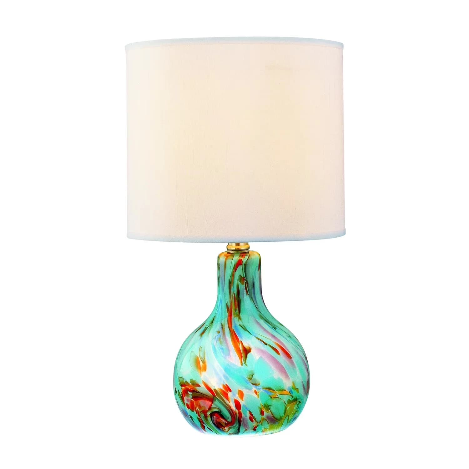 Premium Table Lamp with Incandescent, Dimmable, Transitional - Orange Aqua Glass Model F8A4BE