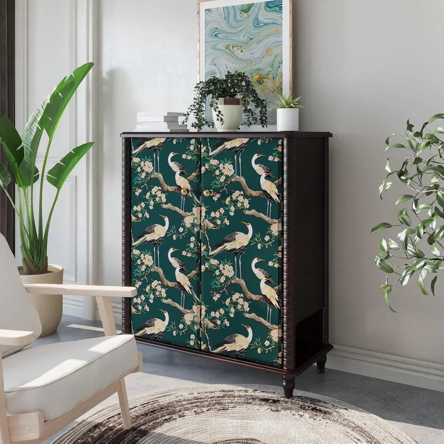 Compact Wallpaper with Durable, Easy To Clean, Dark Green Peel and Stick - Vinyl Green Model AFABED