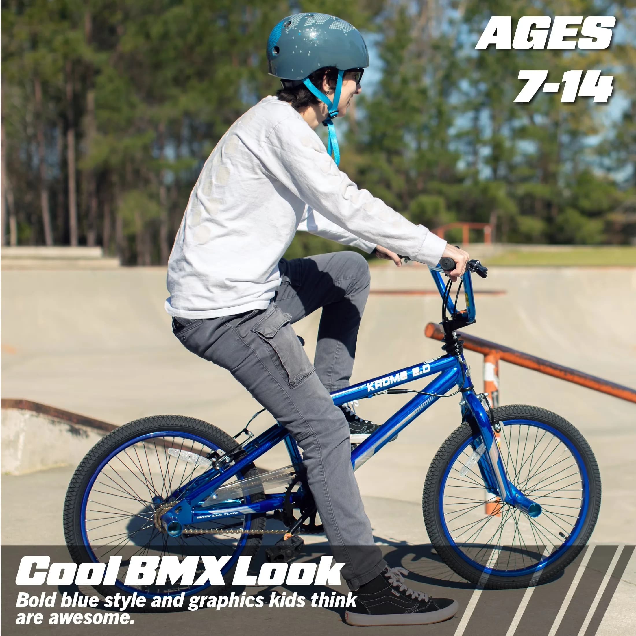 Reliable Kids Bike with Adjustable Seat, Blue, Krome Boys 20" BMX - Blue Model F0C8C1