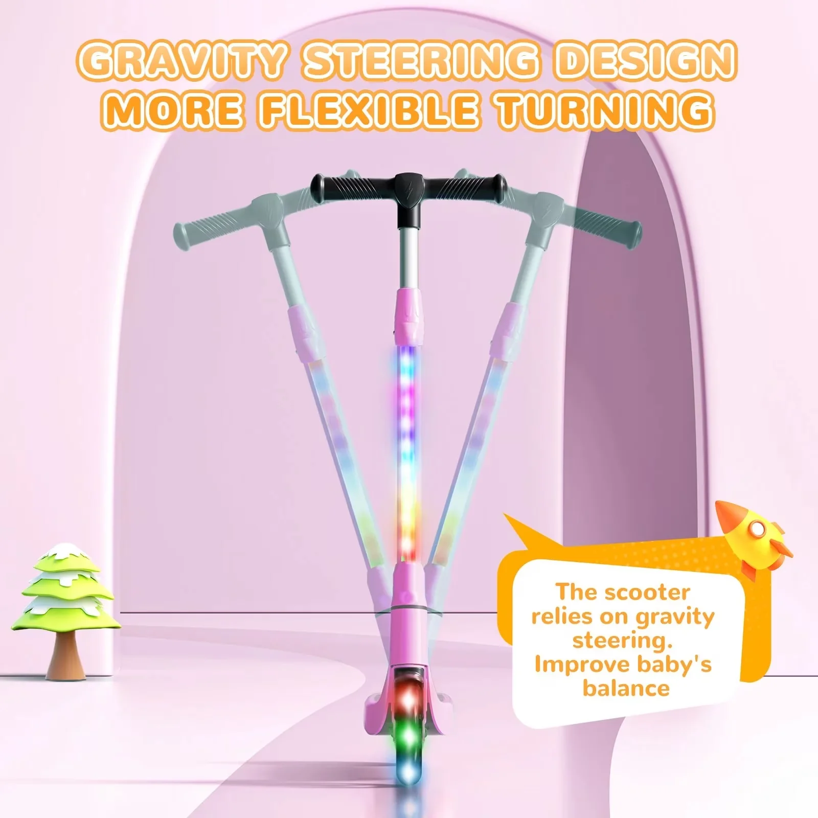 Scooter Stylish with Battery, Lightweight, Electric - Pink Plastic 6-12 Model 647D11