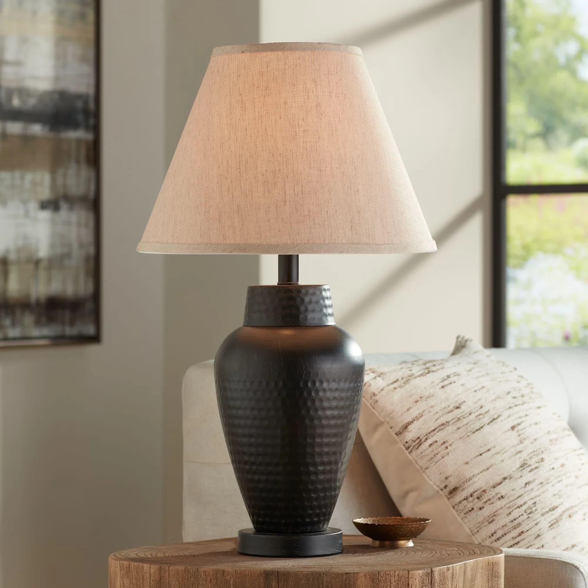 Table Lamp Stylish with LED, Modern - Metal Brown Auburn - Contemporary Style Model 44E8BA