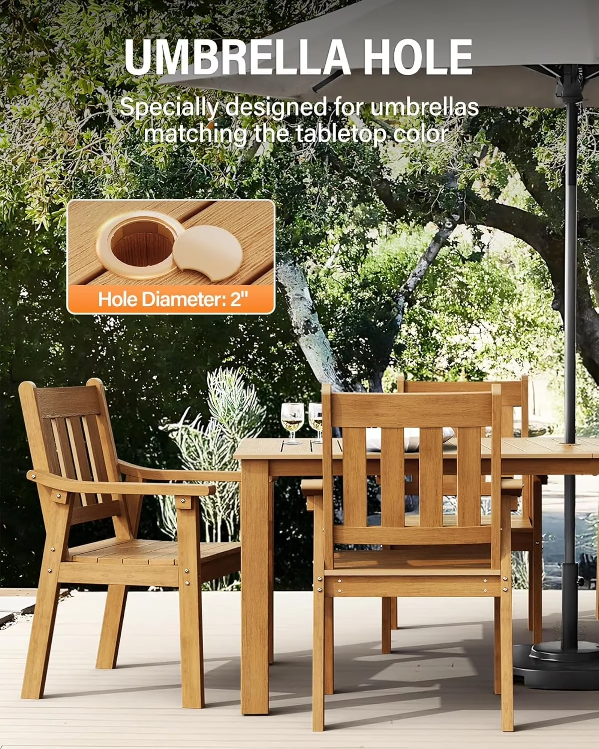 Patio Dining Set Modern with Umbrella Hole& Aluminum Frame, 12-Piece HIPS All Weather Outdoor Sets - Hips Brown Model 9D65CF