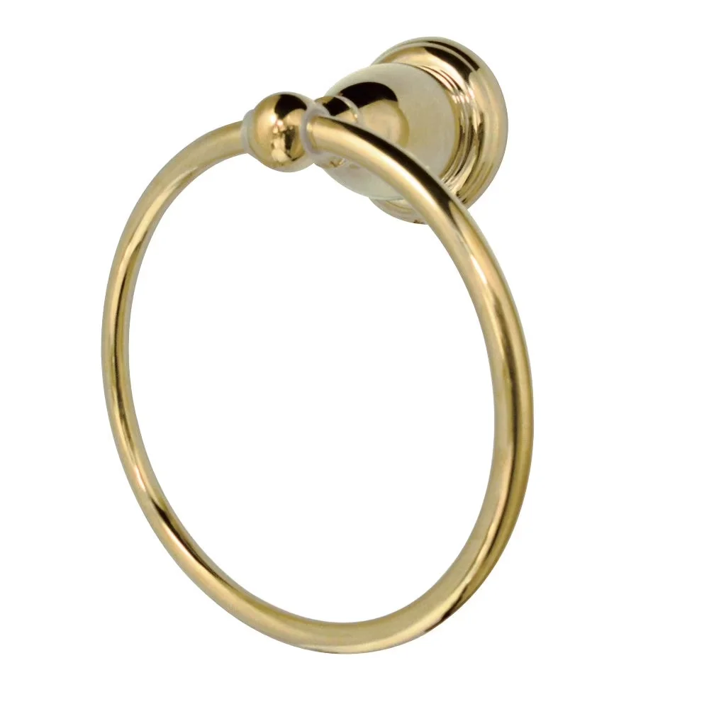 Modern Hot Tub with Weighted, Rust Resistant, Heritage 6" Towel Ring - Brass Silver Model 41B1E2