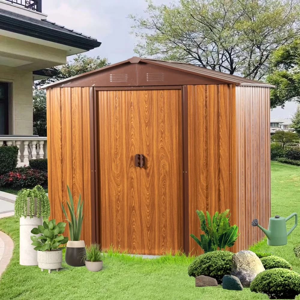 Shed Quality with Rot Resistant, Rust Resistant, Sliding Doors & Built-In Vents - Metal Brown Model 504179