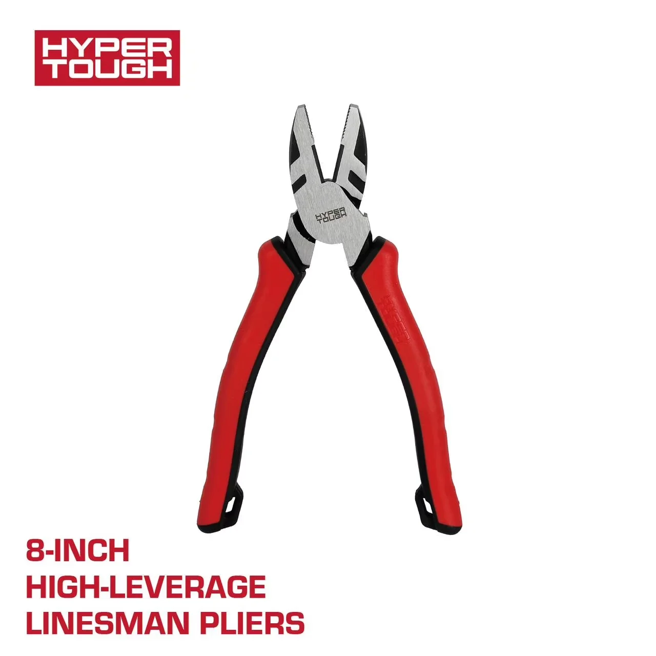 Efficient Hand Tool with 8-inch High Leverage Linesman Pliers, Dual Material Comfort Grips - Red 8" Model 6DC917