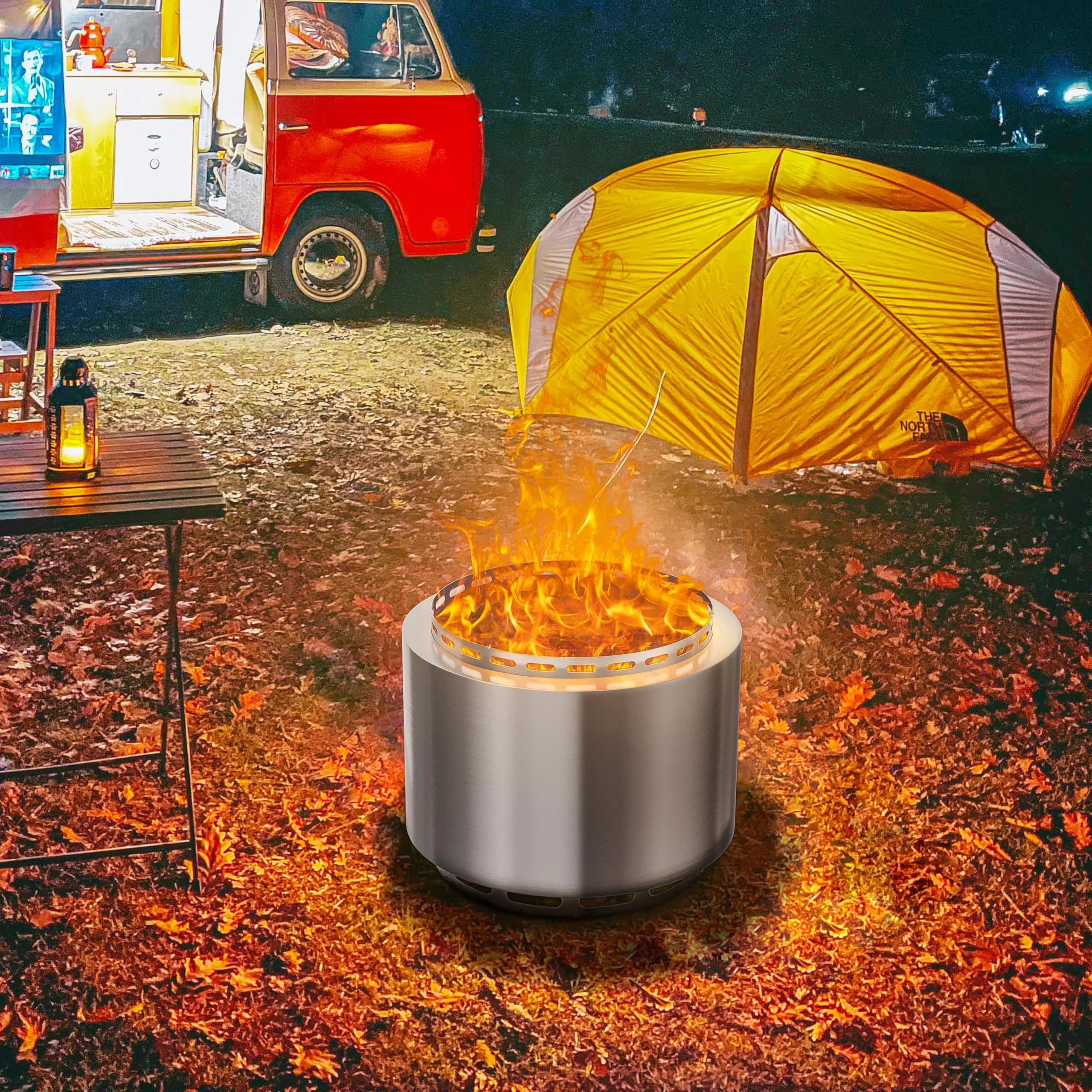 Premium Outdoor Heating with Adjustable Flame, Smokeless, Rust Resistant - Silver Stainless Steel for Patio, Garden Model D53642