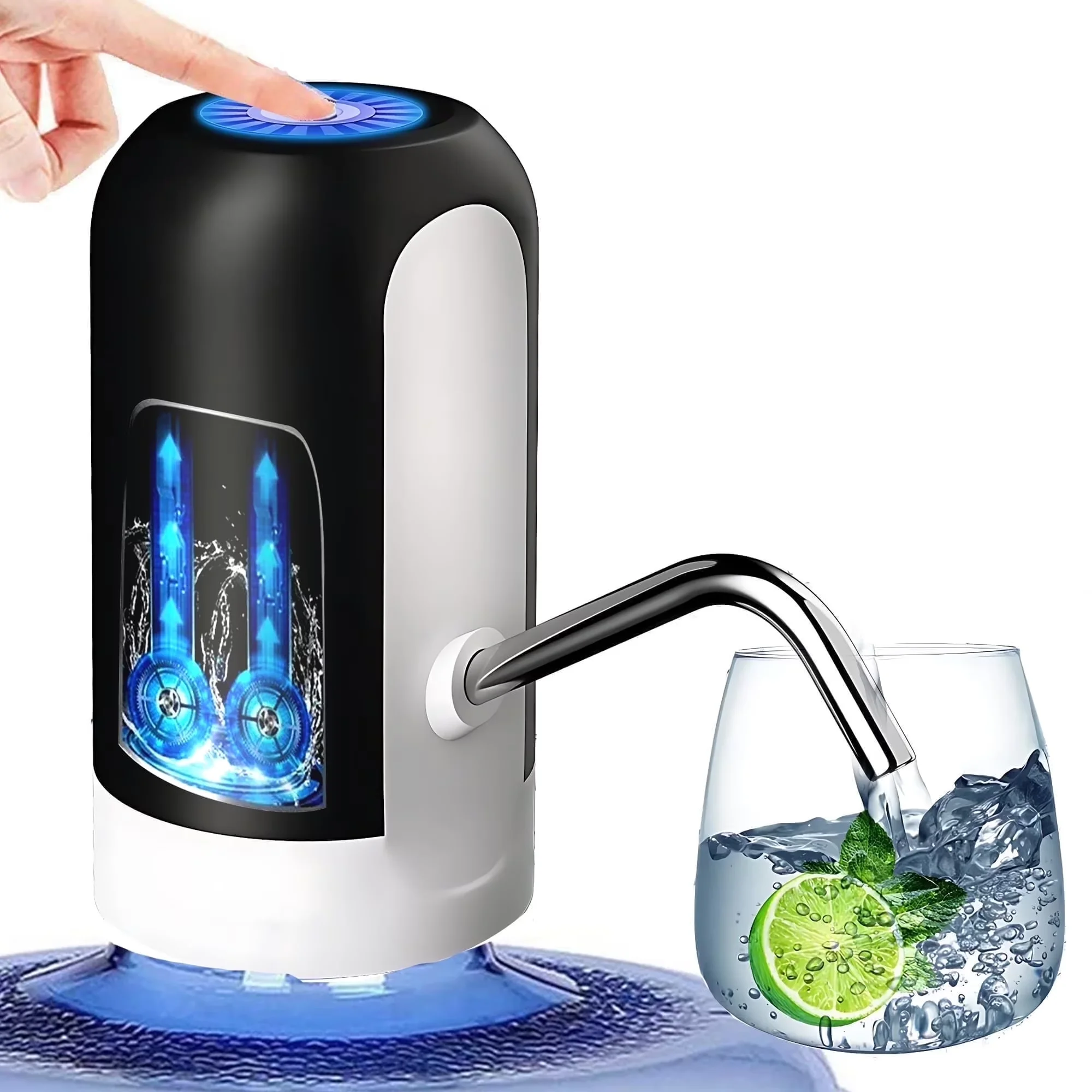 Classic Water Filtration with Leakproof, Pump Dispenser - Food-Grade Silicone Hose, Stainless Steel, High-Density Abs Plastic Model CD9553