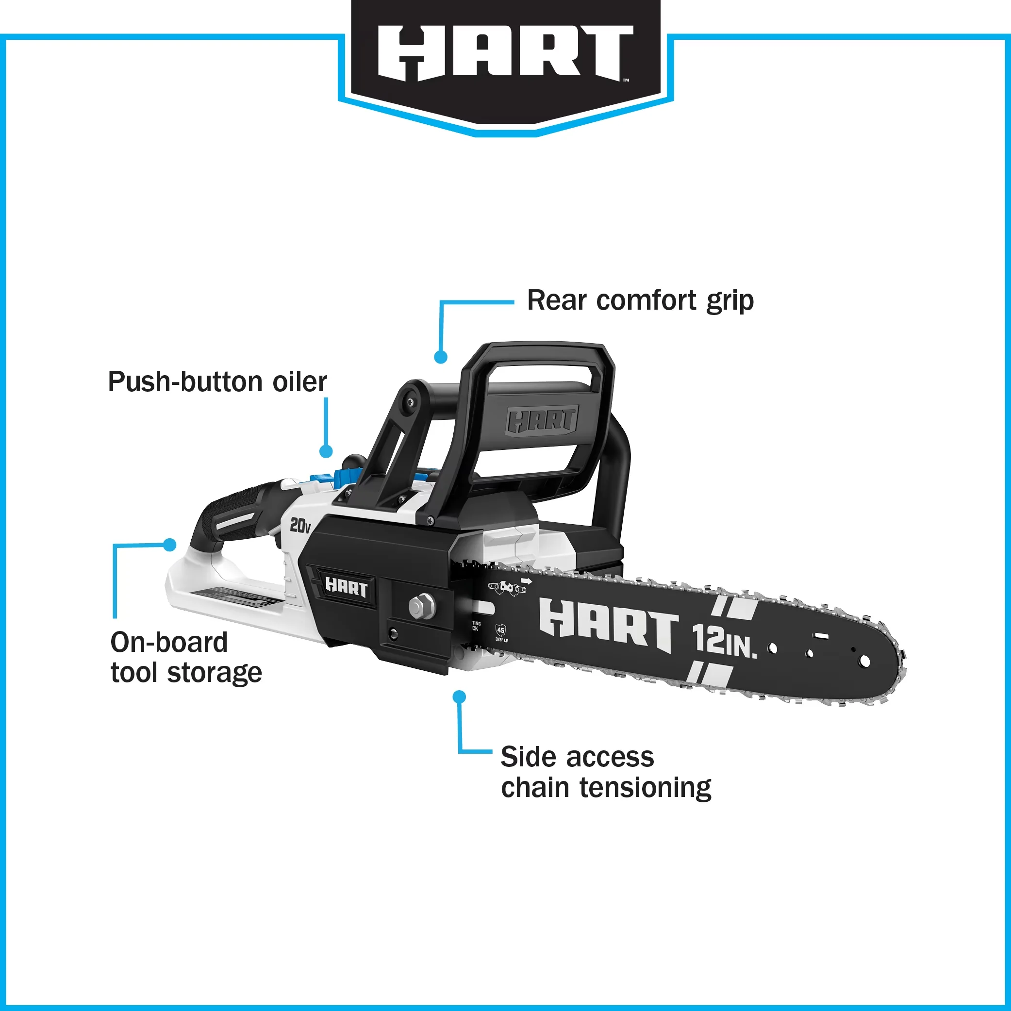 Classic Chainsaw with Battery, Automatic Chain Oiler, Chain Brake - White Model 148C16