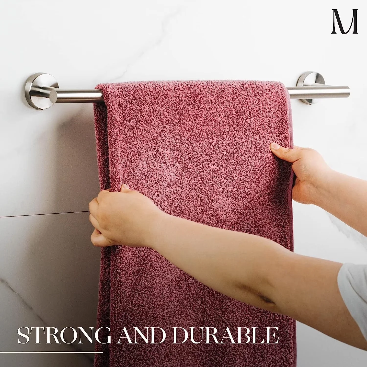 Premium Hot Tub with Minimalist, Rust Resistant, Stainless Steel Bath Towel Rack - Stainless Steel Brushed Steel Model 28AA0B