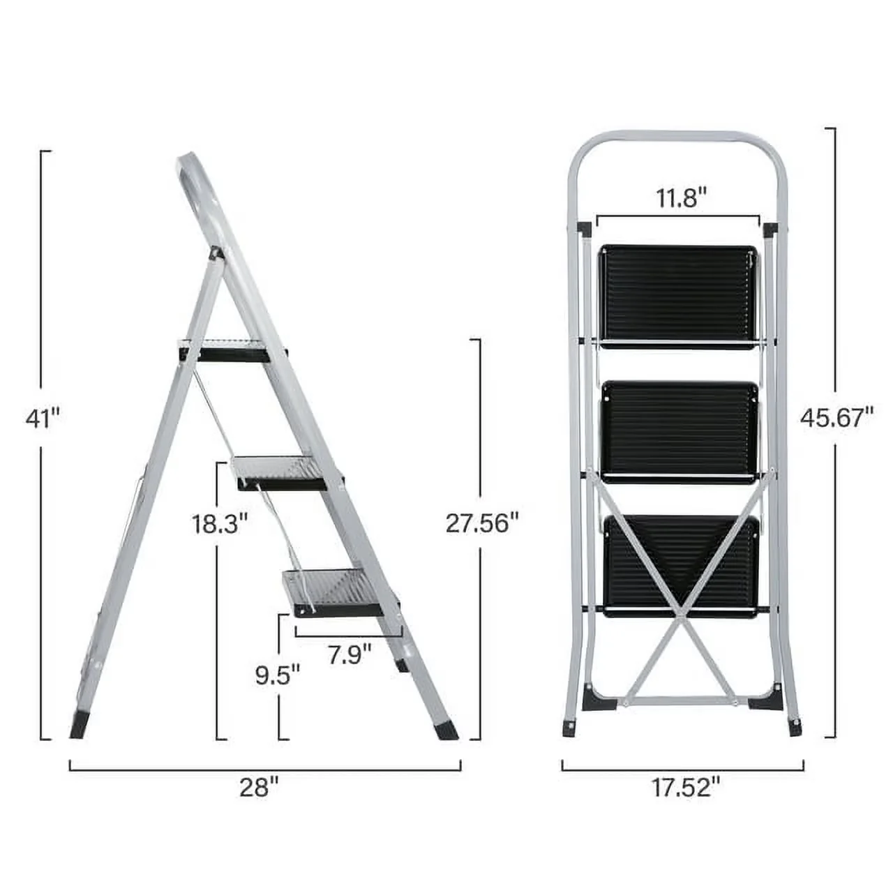 Sleek Ladders And Step Stool with Silver - Steel - Contemporary Style Model EC3BC6