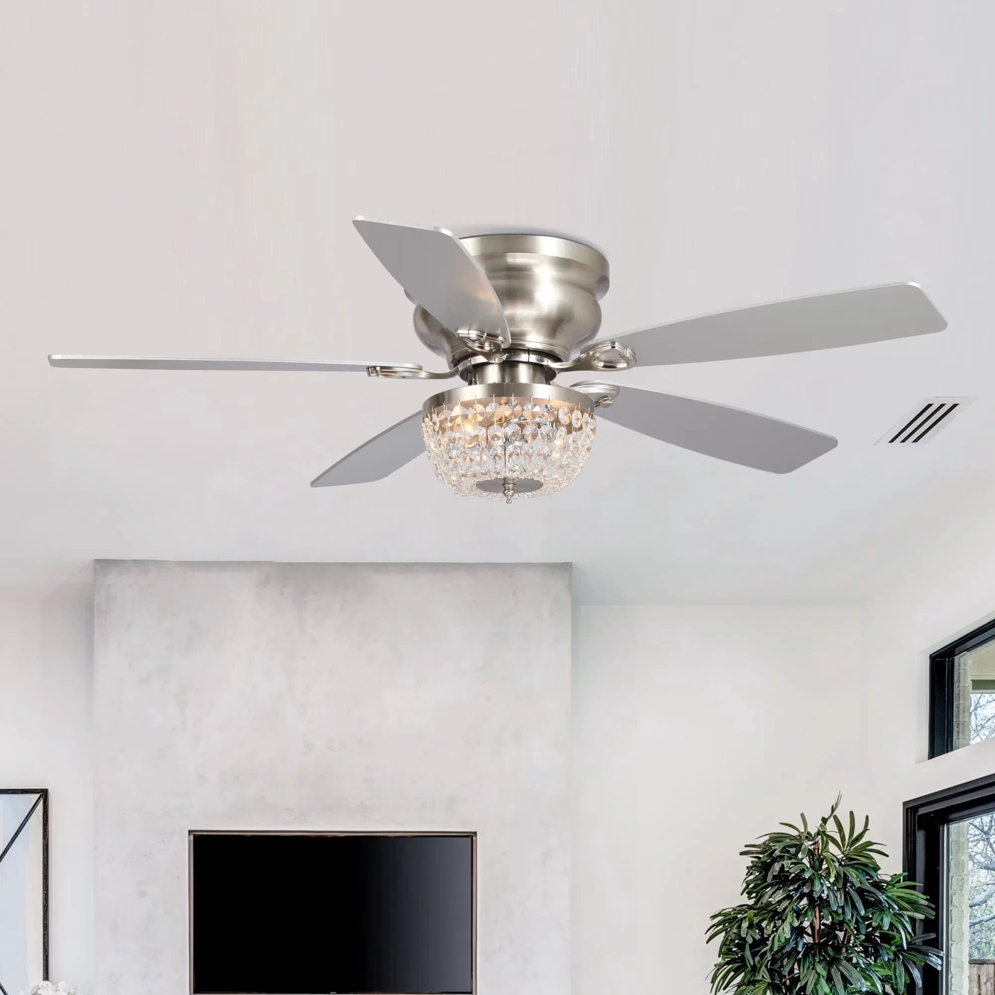 Ceiling Fan Premium with Incandescent, Energy Efficient, Contemporary - Crystal Silver Model 7AFF38