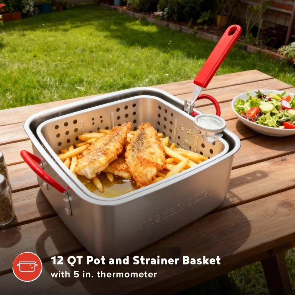 Durable Outdoor Fryer with 54000 BTU, Adjustable Regulator - Aluminum, Steel Model CB6DCA