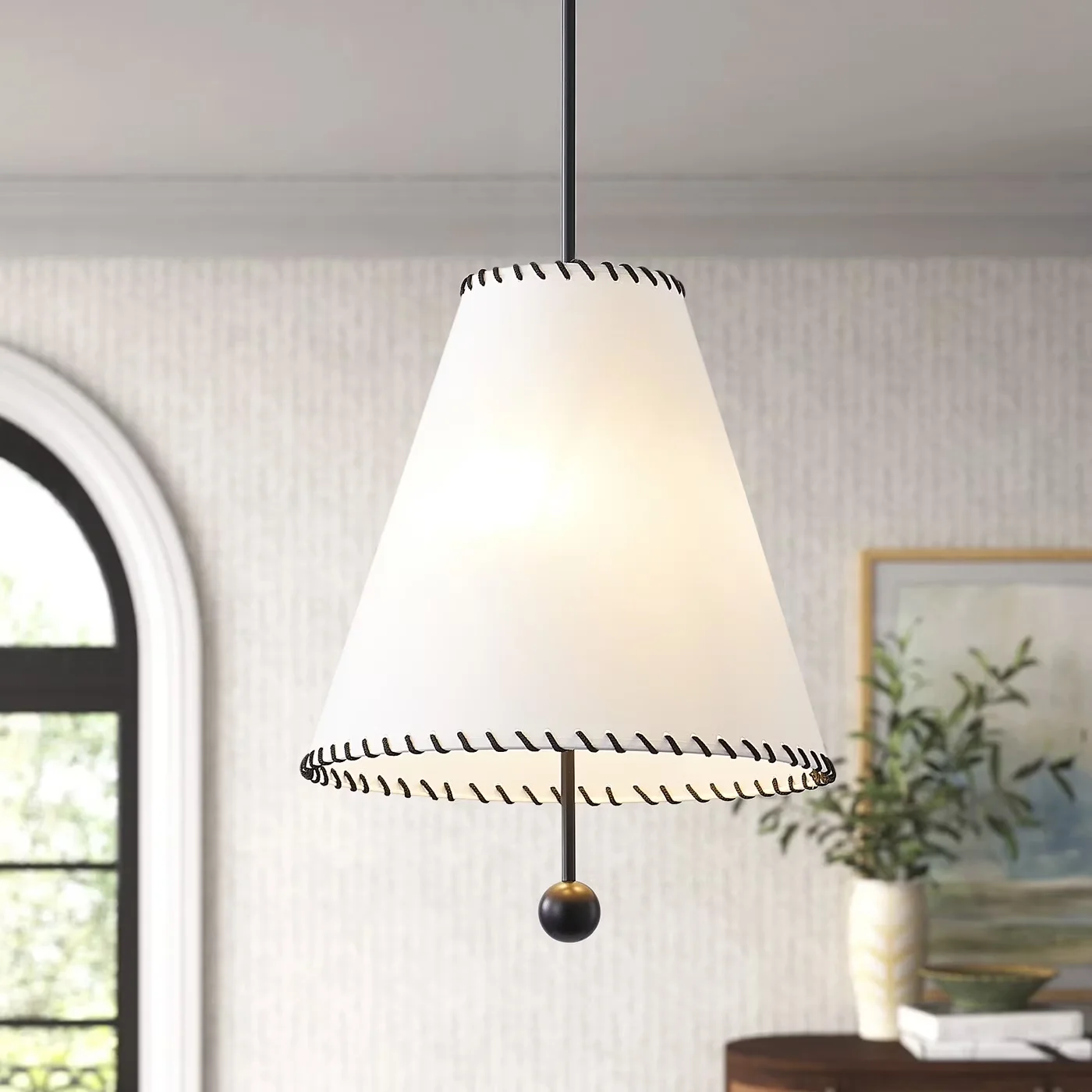 Sleek Ceiling Lights Fixture with LED, Adjustable Height - Metal White Model D865AD