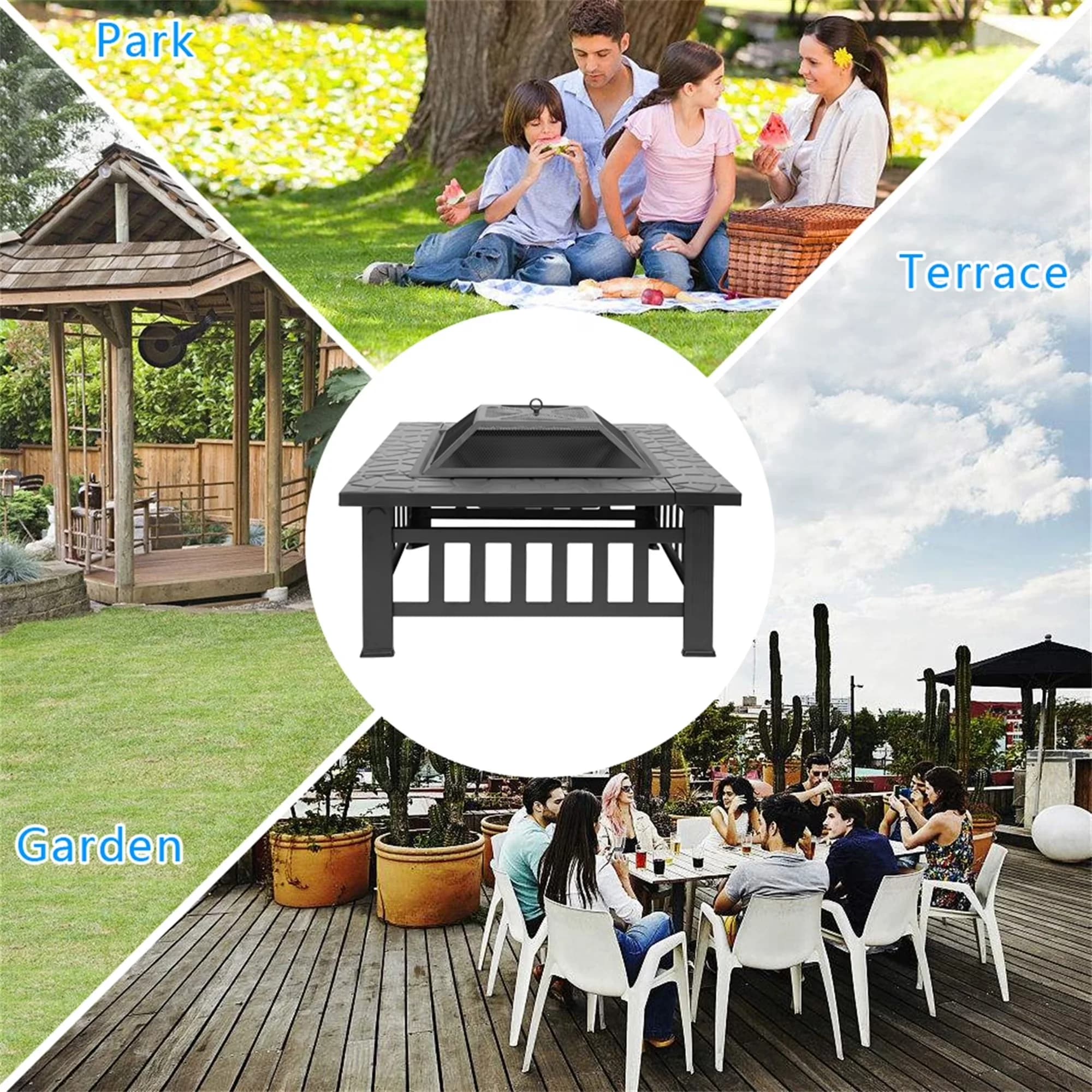 Outdoor Heating Modern with Portable, 32 inch Wood Burning Fire Pit Set of 2, Fire Pit - Metal 32" Model 944693