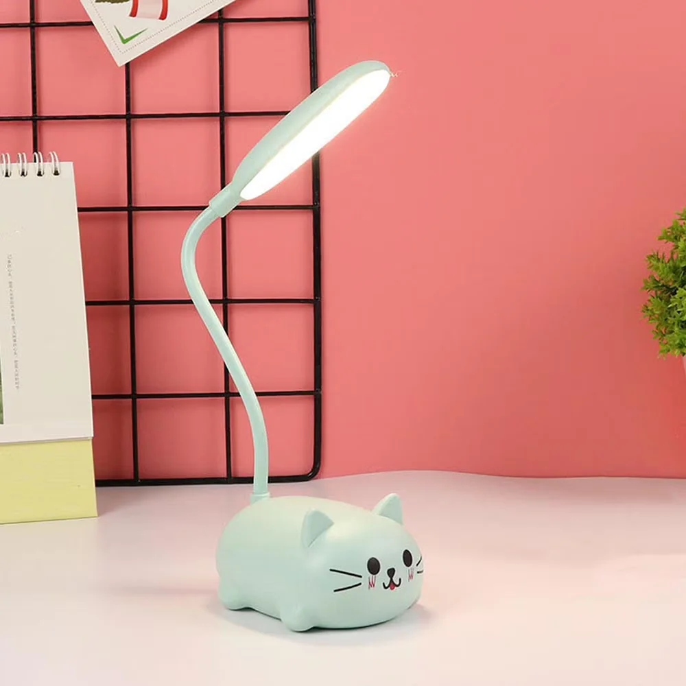 Compact Desk Lamp with LED, Battery, Gooseneck - Blue Abs for Home Office, Bedroom Model E072C7