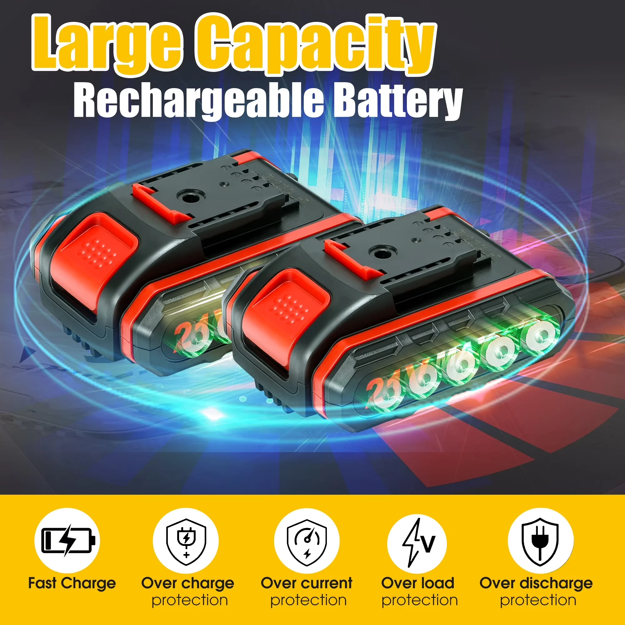 Chainsaw Essential with Battery, Anti-Vibration, 2 Battery - Yellow 4 inch Model 87DCD8