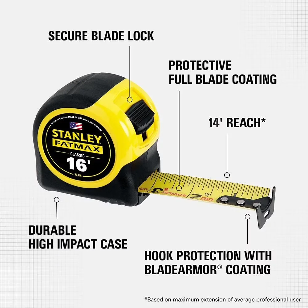 Compact Moving with 16 ft. x 1-1/4 in. Tape Measure (2 Pack) - Blade Armor Coating Model 3AC8DC