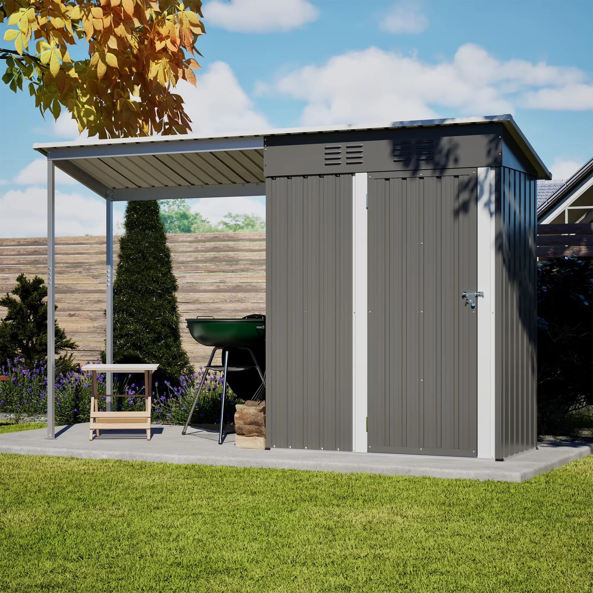 Shed Durable with Water-Resistant, Gray, 5x3FT Outdoor Gazebo - Grey Gray Model D71EC9