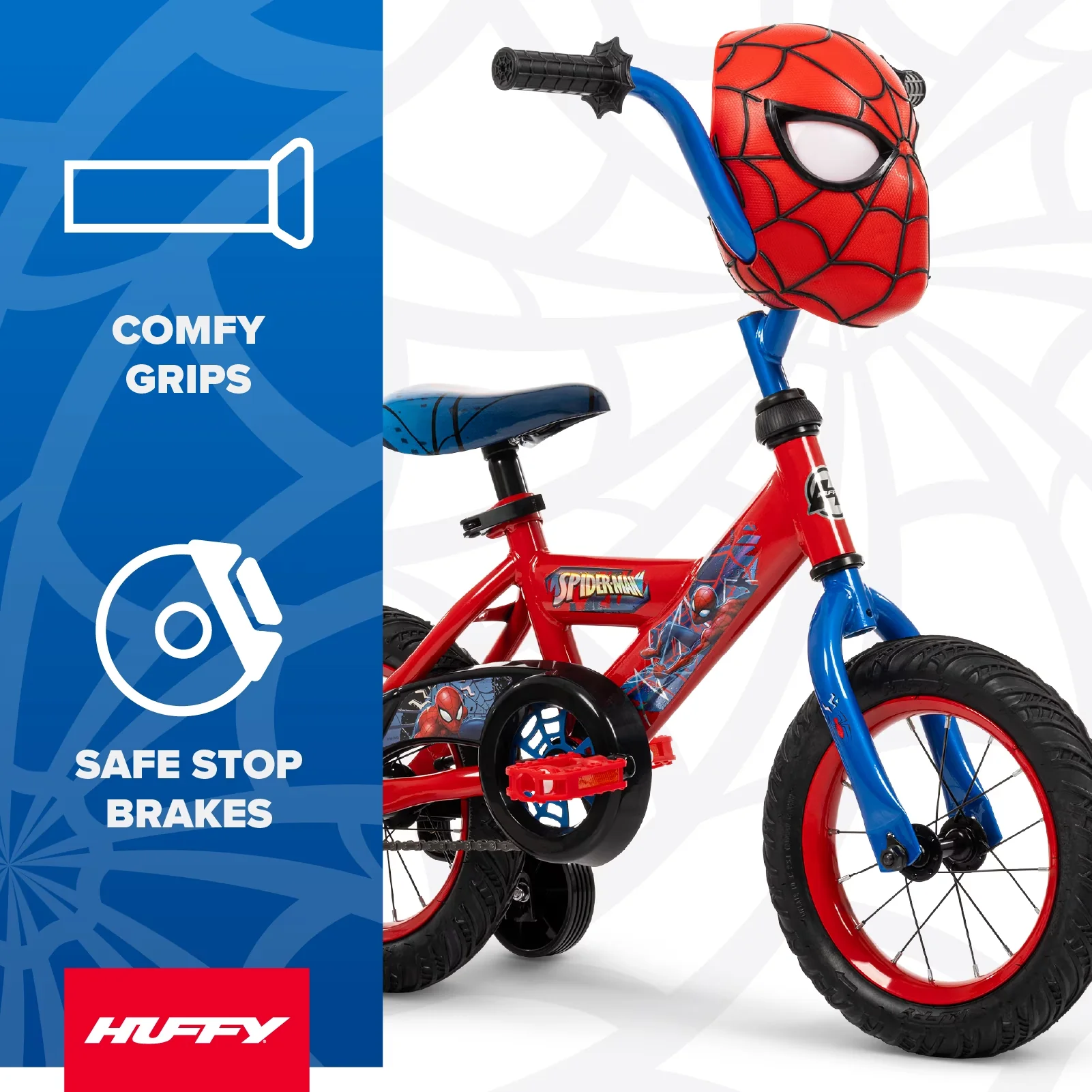 Professional Kids Bike with Training Wheels, Red, 12" Marvel Spider-Man Kids' - Red Model B52E15