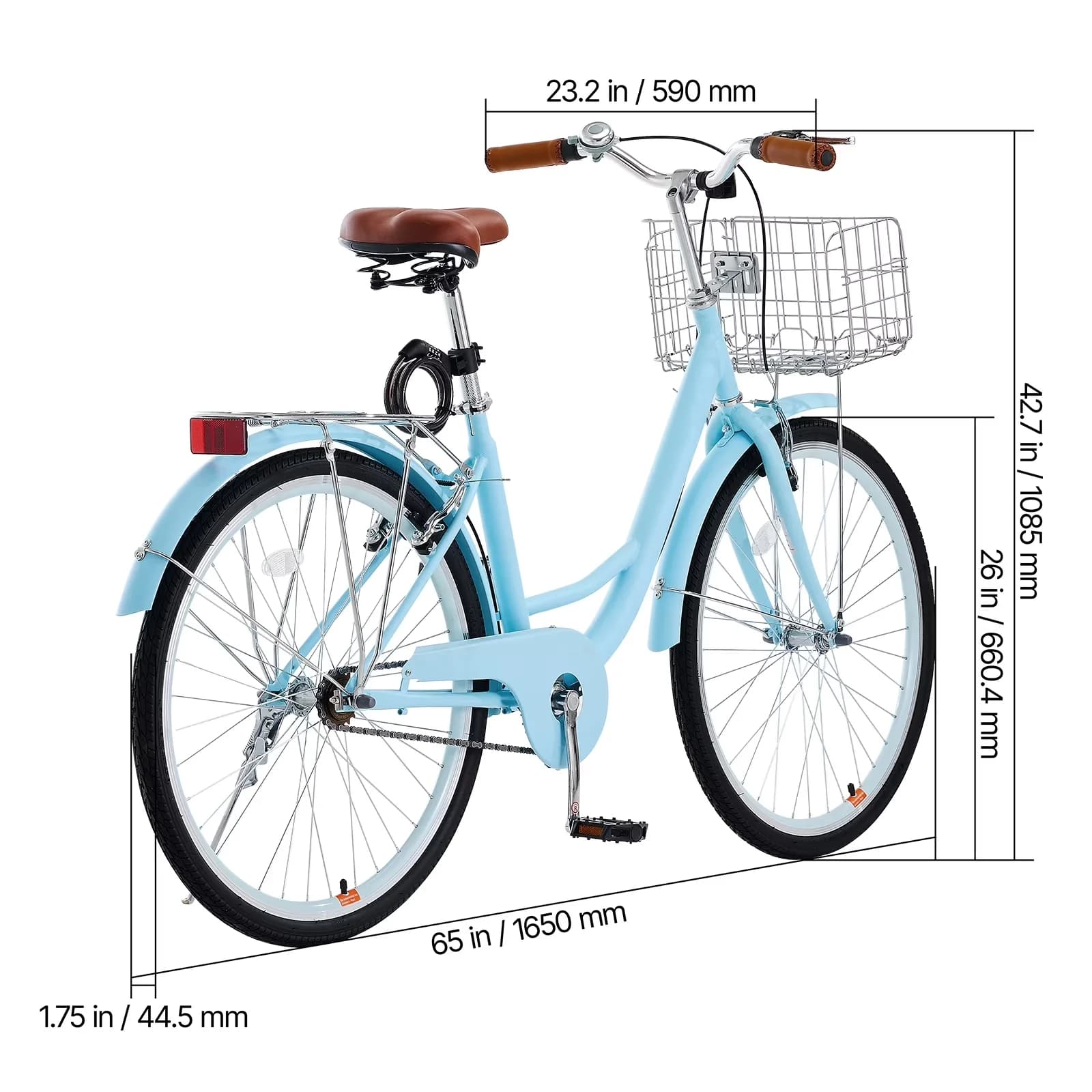 Essential Cruiser Bike with Foldable, Adjustable Seat, 26" - Multicolor Model D4FE60
