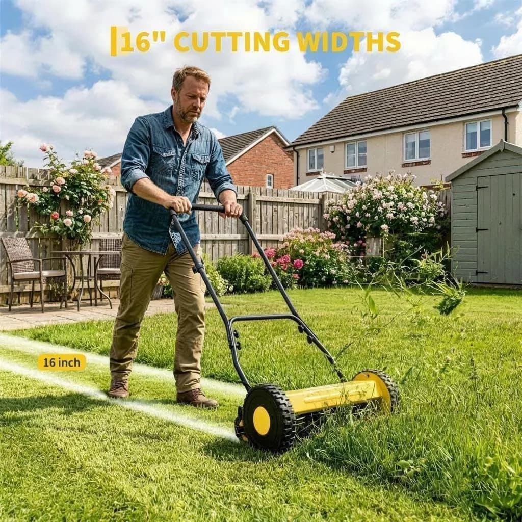 Push Mower Innovative with Adjustable, Lightweight & Compact - Yellow for Small Model 31DD16