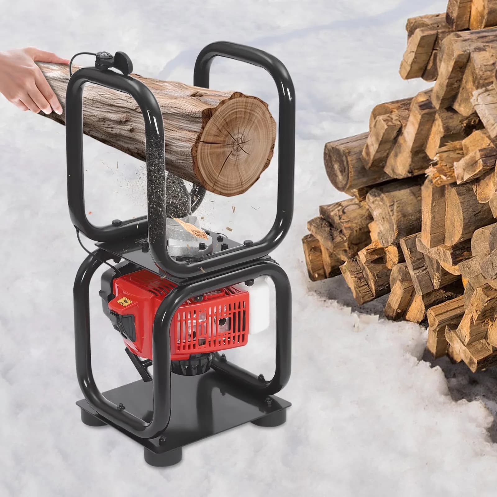 Logsplitter Sleek with Wheeled, 0.4Gal Fuel Tank, 2-Stroke 64CC Gas Powered Wood Splitter - Black Model 46AE9A