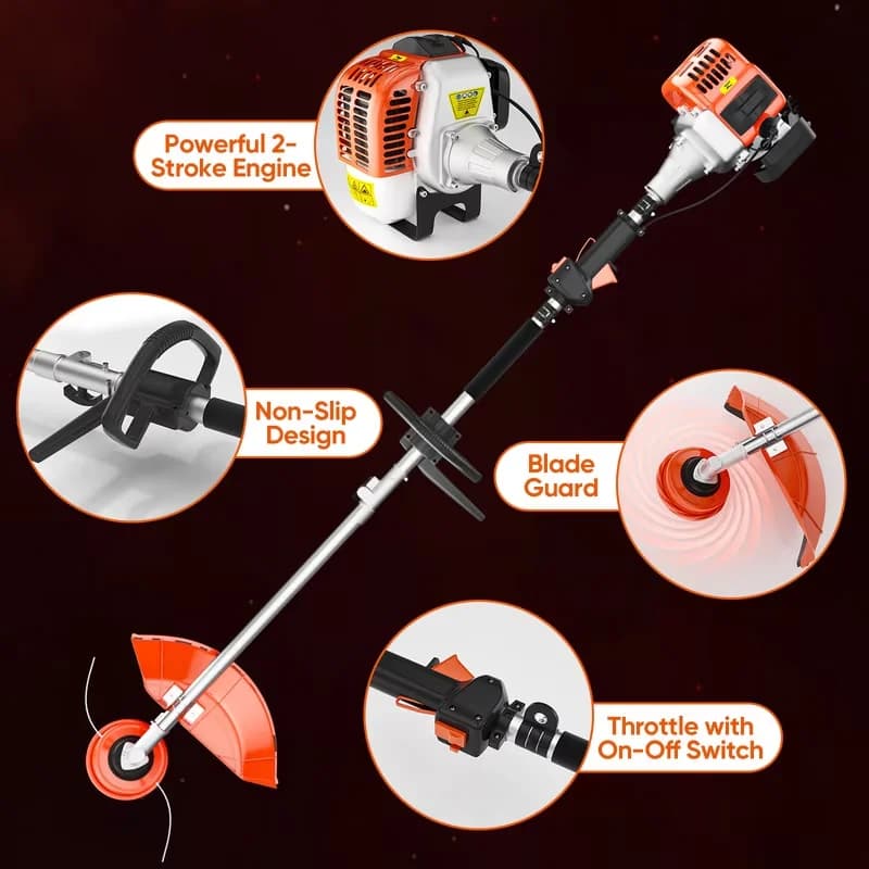 Professional Pole Saw with Antivibration, and gasoline weed cutter - Orange Model D8BC77