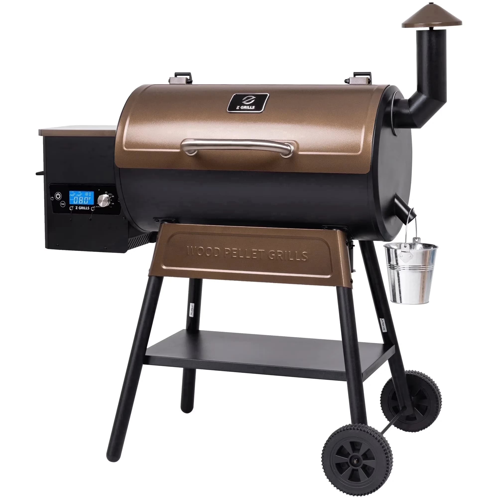 Premium Smoker with Removable Ash Catcher, Grease Pan, Warming Rack - Bronze Steel Model 9A4539