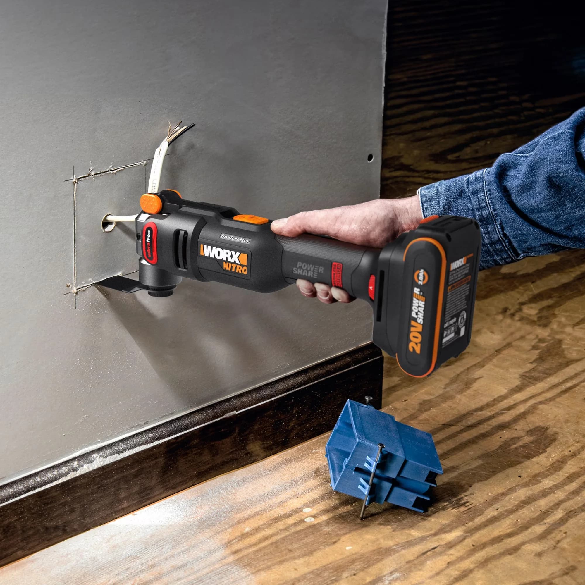 Efficient Woodworking with Battery, 20V, Nitro 20V Cordless Oscillating Tool - Black Model 7DCB63
