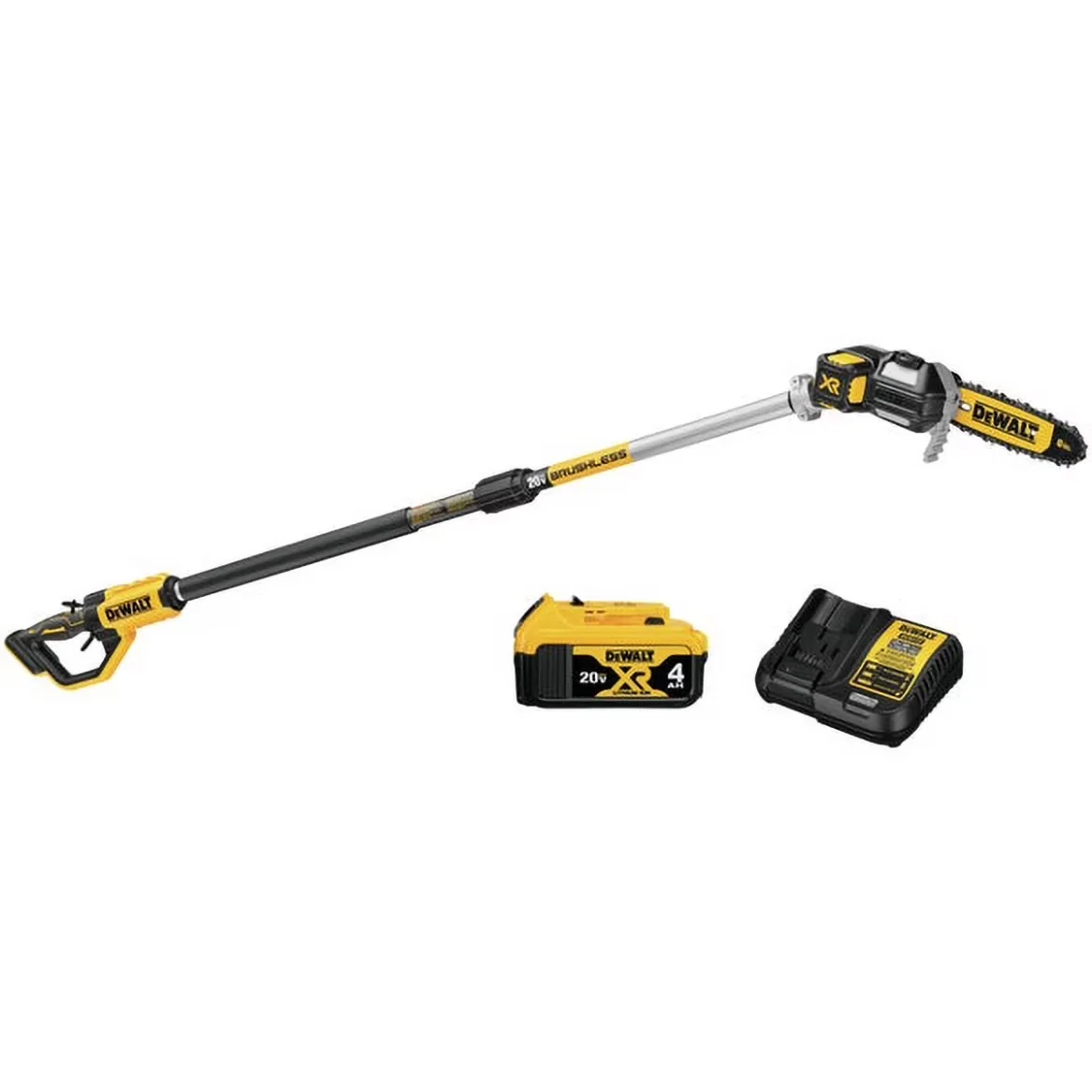 Classic Pole Saw with Battery, 20V, Automatic Chain Oiler - Yellow - Ergonomic Design Model 5938E3